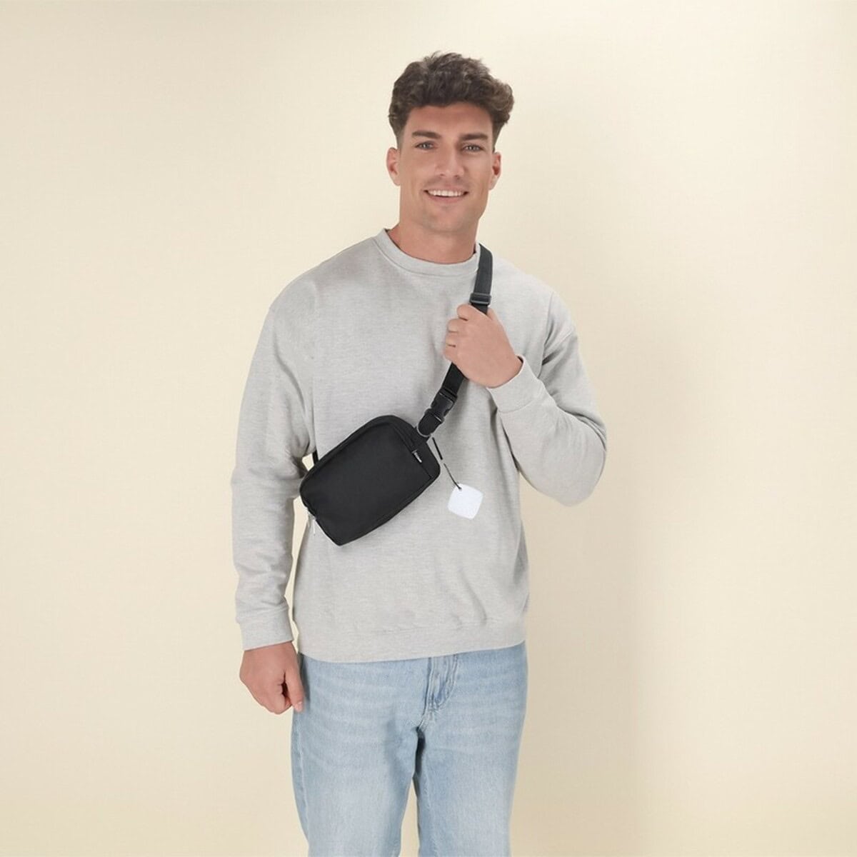 Lokalizatory kluczy z logo – bezprzewodowy wykrywacz kluczy, brelok VA354_A Torba na ramię z nadrukiem, idealna na gadżety reklamowe, personalizowane torby dla firm.