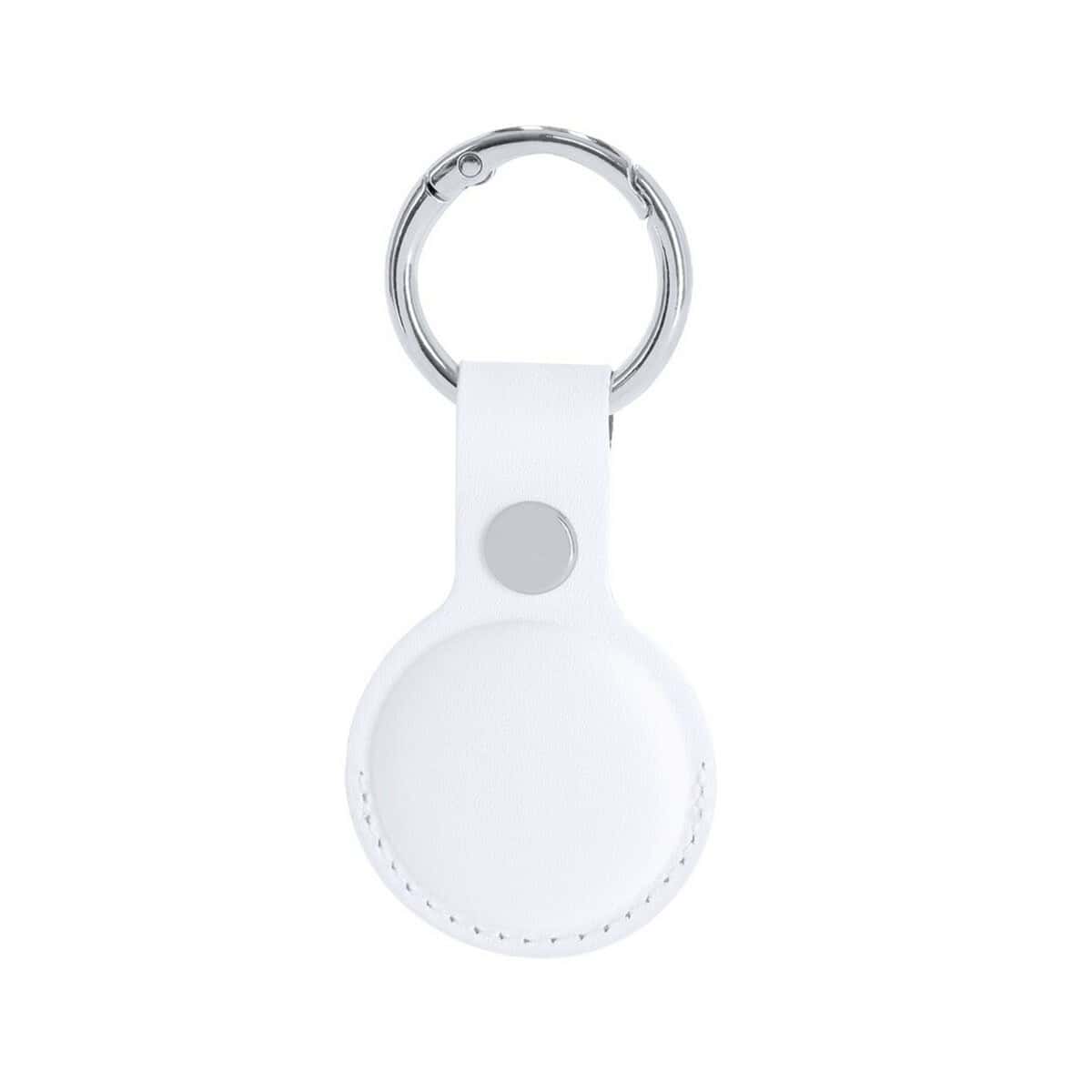 Lokalizatory kluczy z logo – bezprzewodowy wykrywacz kluczy, brelok VA381-02_AAB01 Nowoczesny brelok do kluczy z białą podkładką na nadruk, idealny na gadżet reklamowy.