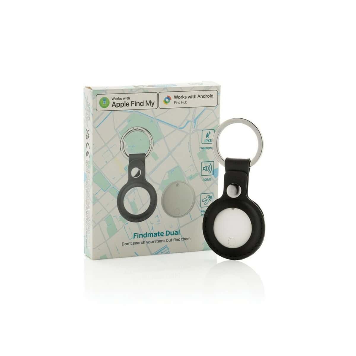 Lokalizatory kluczy z logo – bezprzewodowy wykrywacz kluczy, lokalizator findmate dual P301.6203__P_500 Blaszka Find Me Dual do kluczyków smart tracker, kompatybilny z Apple Find My i Android.