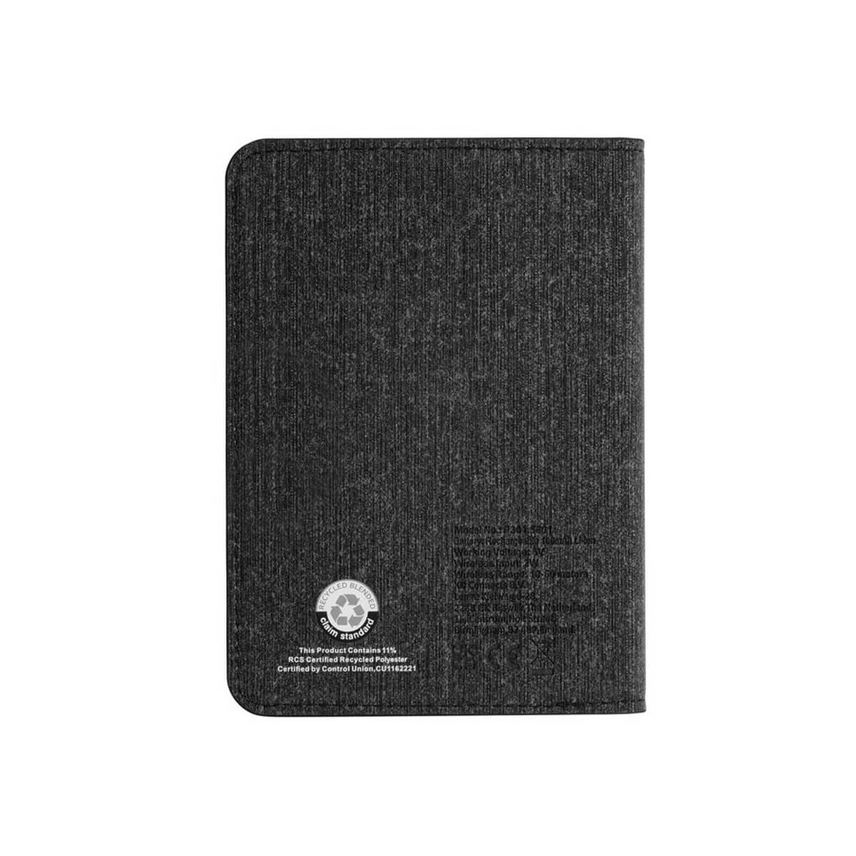 Lokalizatory kluczy z logo – etui na paszport, bezprzewodowy wykrywacz, lokalizator trackmate P301.5601__B_5 Notatnik z recyklingu, gadżet promocyjny, personalizowany notatnik z logo.