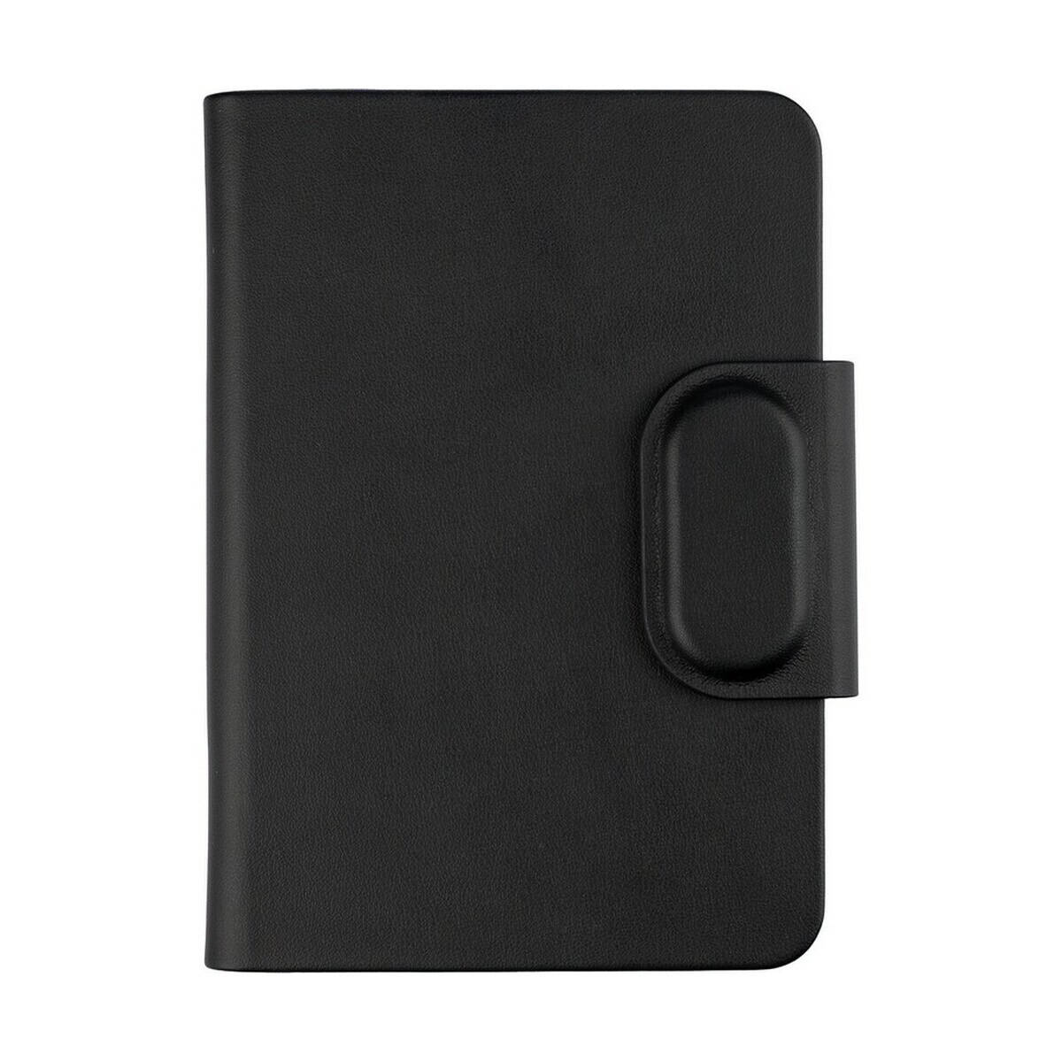 Lokalizatory kluczy z logo – etui na paszport z lokalizatorem VA517-03_AAB01 Stylowe gadżety biurowe notes skórzany z gumką czarny.