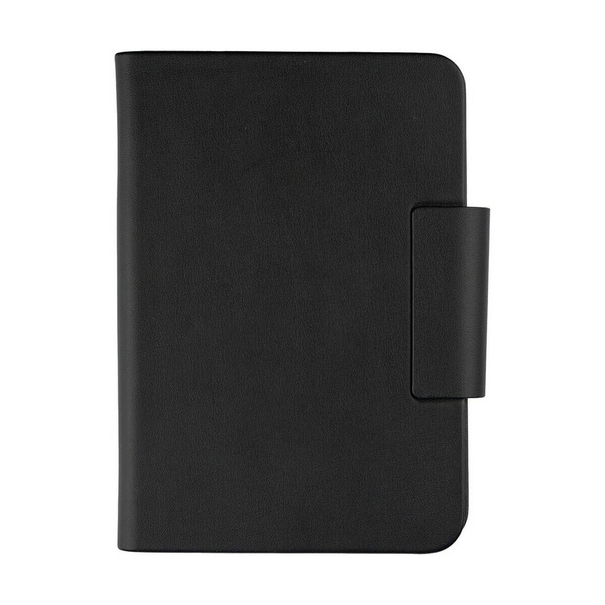 Lokalizatory kluczy z logo – etui na paszport z lokalizatorem VA517-03_IBK01 Etui na notes, skórzane, czarne, eleganckie, personalizowane gadżety biurowe, upominki, promocja firmy.