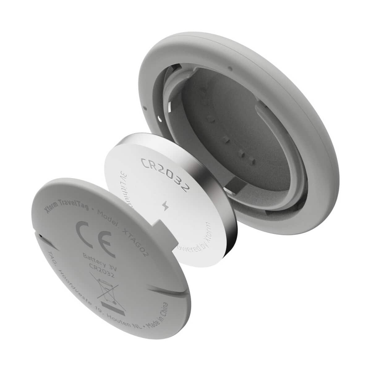 Lokalizatory kluczy z logo – xtorm xtag2ga wodoodporna zawieszka podróżna 12447802_d1 Bateria do zegarka typu CR2032 na wymianę, widok z góry i z boku.