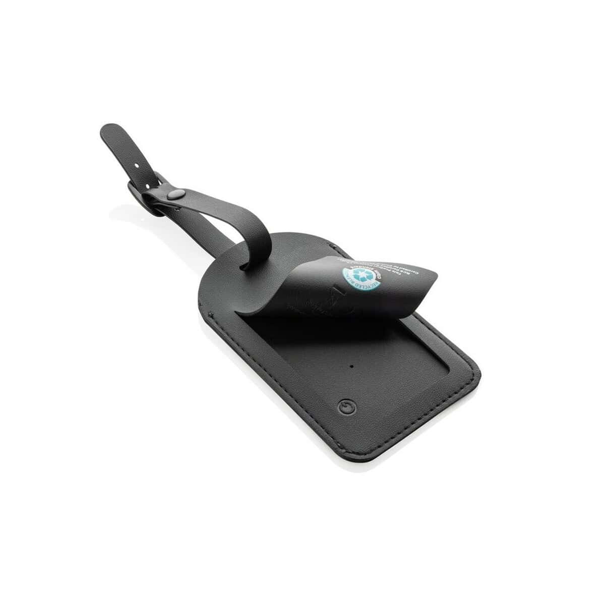 Lokalizatory kluczy z logo – zawieszka bagażowa, wykrywacz, lokalizator globetrack P301.5501__B_3 Torba na telefon z uchwytem do passów, czarna, stylowa gadżet reklamowy.