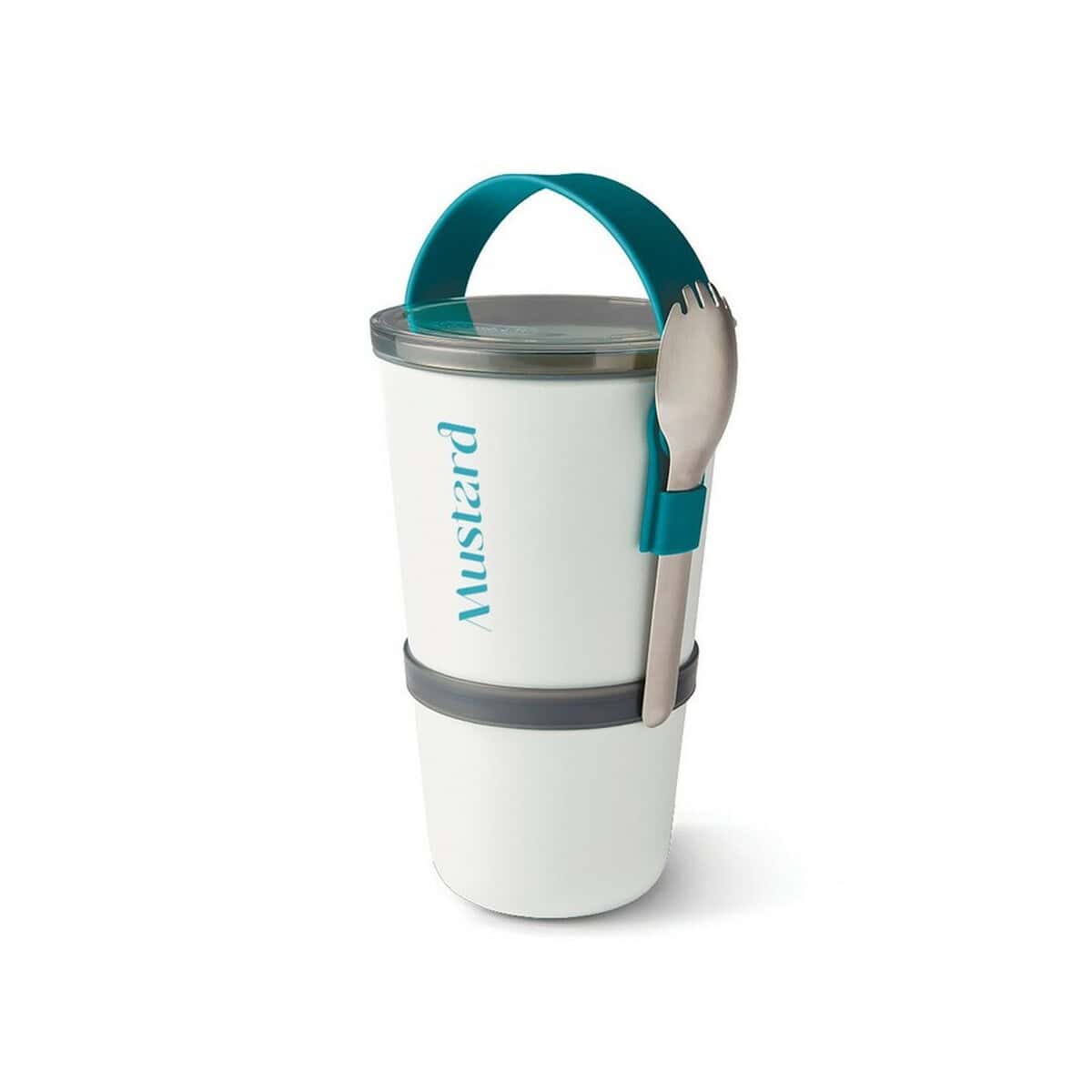 Lunchboxy z logo – lunchbox, miska śniadaniowa black+blum P439.0333__D_100 1. Praktyczna silikonowa kubek termos z łyżeczką i logo nadrukiem, idealny na prezent.