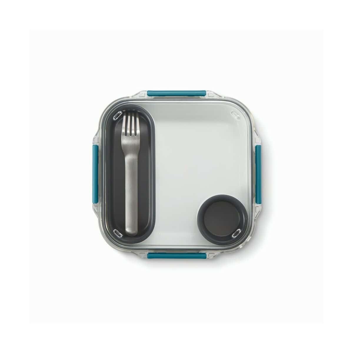 Lunchboxy z logo – lunchbox, pudełko śniadaniowe black+blum P439.0233__B_4 1. Przenośny lunchbox z sztućcami i podstawką do sosu, idealne gadżety na prezent.