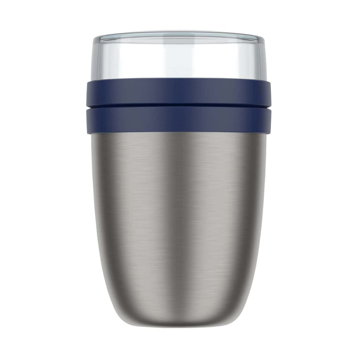 Lunchboxy z logo – mepal ellipse izolowany pojemnik na lunch 2.0 11318352_f1 Stainless steel termiczny kubek z niebieskimi elementami, idealny do kawy i herbaty.