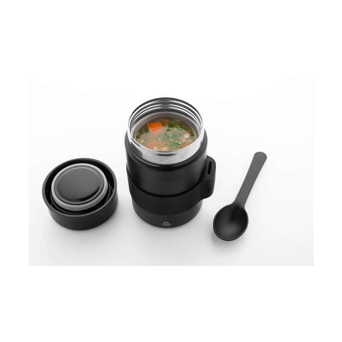 Lunchboxy z logo – minestrone słoik termiczny na lunch rss AP800160-10__DG Przenośny termos z obiadowym naczyniem i łyżką, idealny na lunch w pracy lub na wycieczkę.