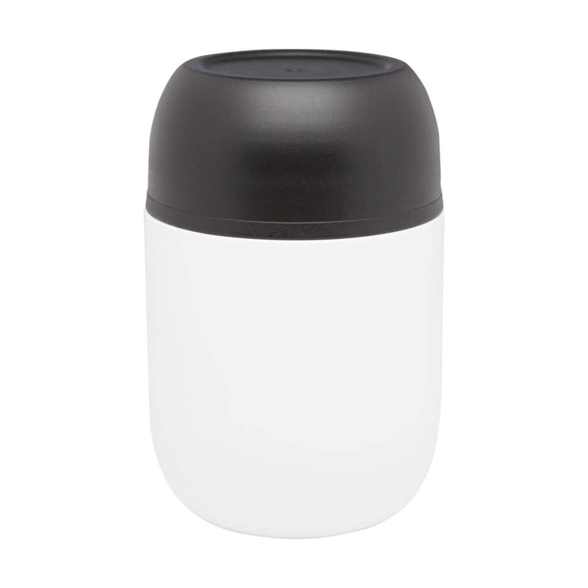 Lunchboxy z logo – supo dwuścienny pojemnik śniadaniowy ze stali nierdzewnej z recyklingu o pojemności 480 ml 11342101 Butelka termiczna z czarną pokrywką, pojemność 350 ml, personalizowana gadżet biurowy i promocyjny.