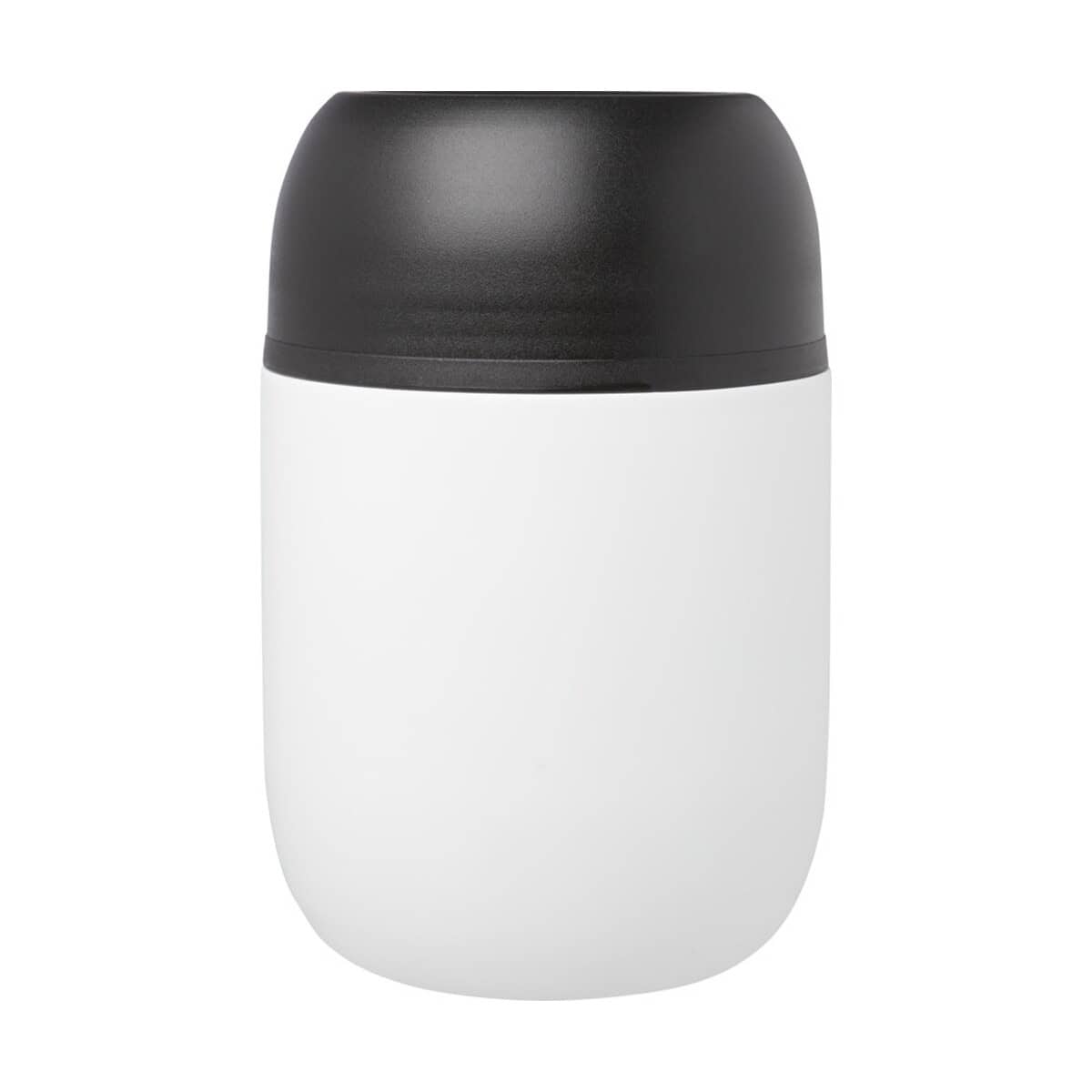 Lunchboxy z logo – supo dwuścienny pojemnik śniadaniowy ze stali nierdzewnej z recyklingu o pojemności 480 ml 11342101_b1 Mini termos na gadżety reklamowe, czarny i biały, idealny na kijki, nadruki, prezent, upominek.