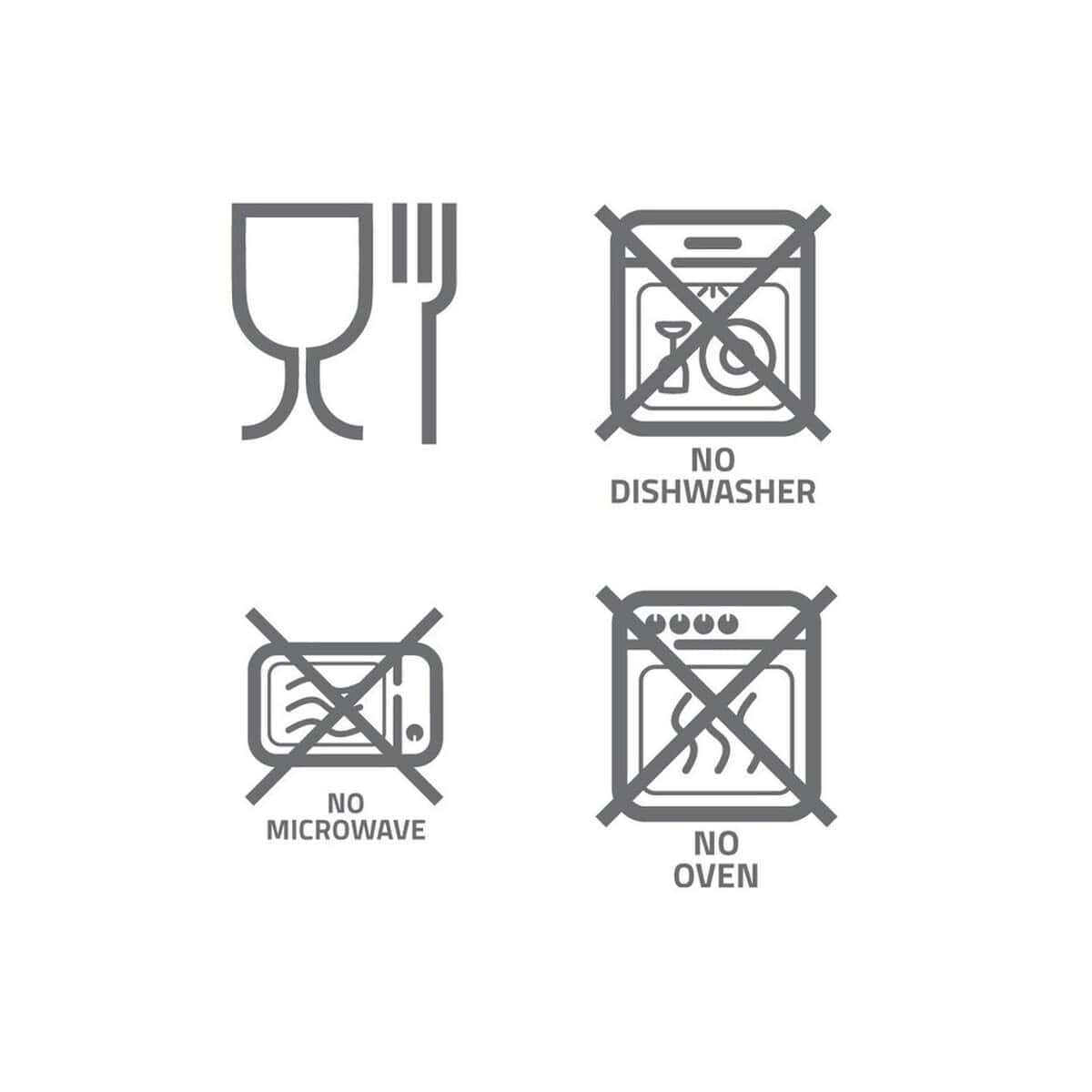Lunchboxy z logo – termiczny pojemnik na żywność 650 ml air gifts, składana łyżka | jonathan V9962_Q 1. Ikony informujące o zakazie mycia w zmywarce, mikrofalówce i piekarniku.