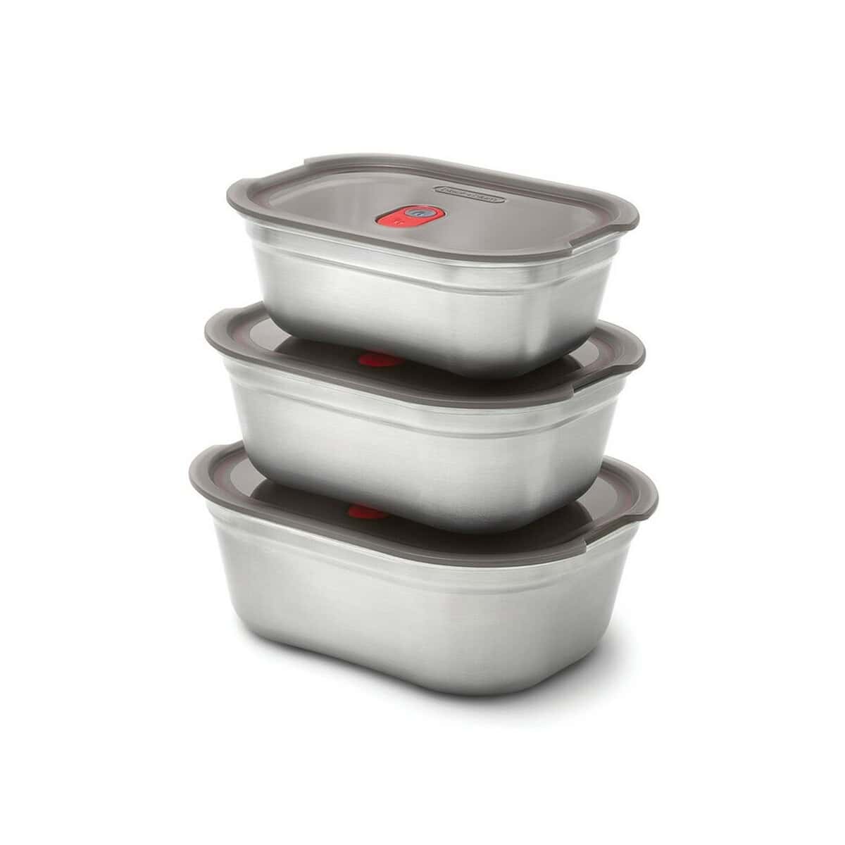 Lunchboxy z logo – zestaw pudełek śniadaniowych 3 el. black+blum P439.2102__B_1 Trójpojemnik na żywność, zestaw pojemników na żywność, pojemniki do przechowywania jedzenia, akcesoria kuchenne, gadżety kuchenne.