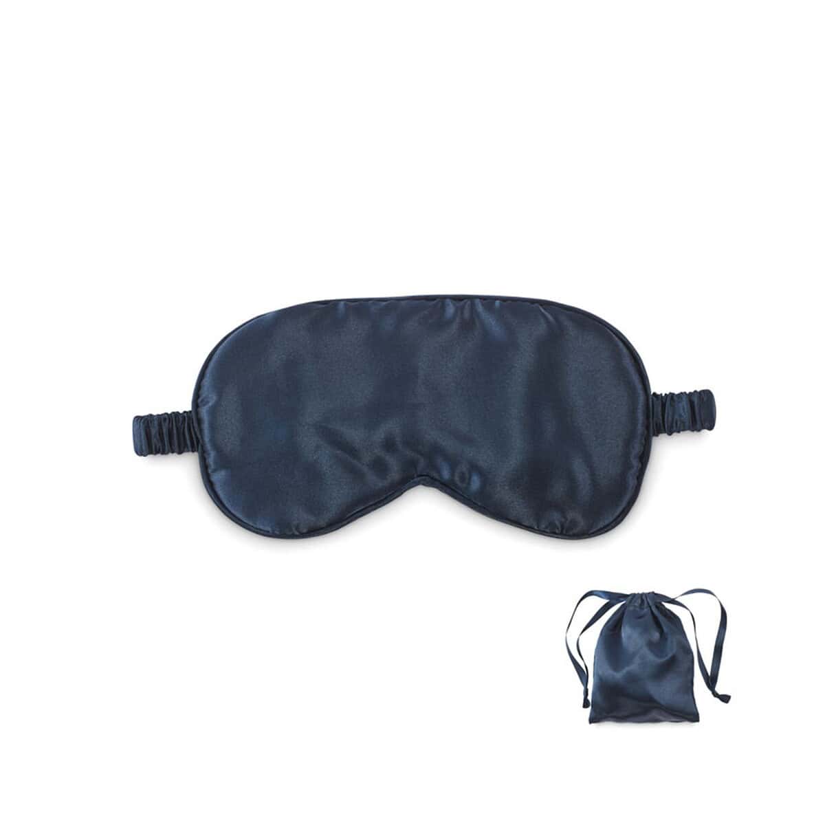 Miękka opaska na oczy z satyny, idealna do relaksu i podróży, w eleganckim granatowym kolorze.