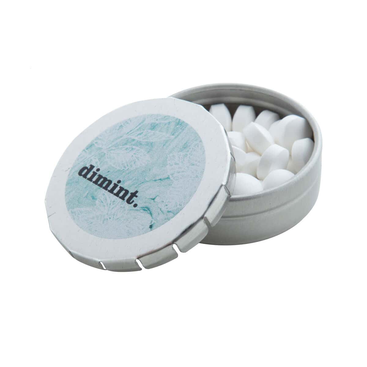 Miętówki z logo – click miętówki AP896001__RD Mini puszka z miętowymi gumami do kiełków, personalizowana gadżet reklamowy, upominek promocyjny, gadżety z logo firmy.