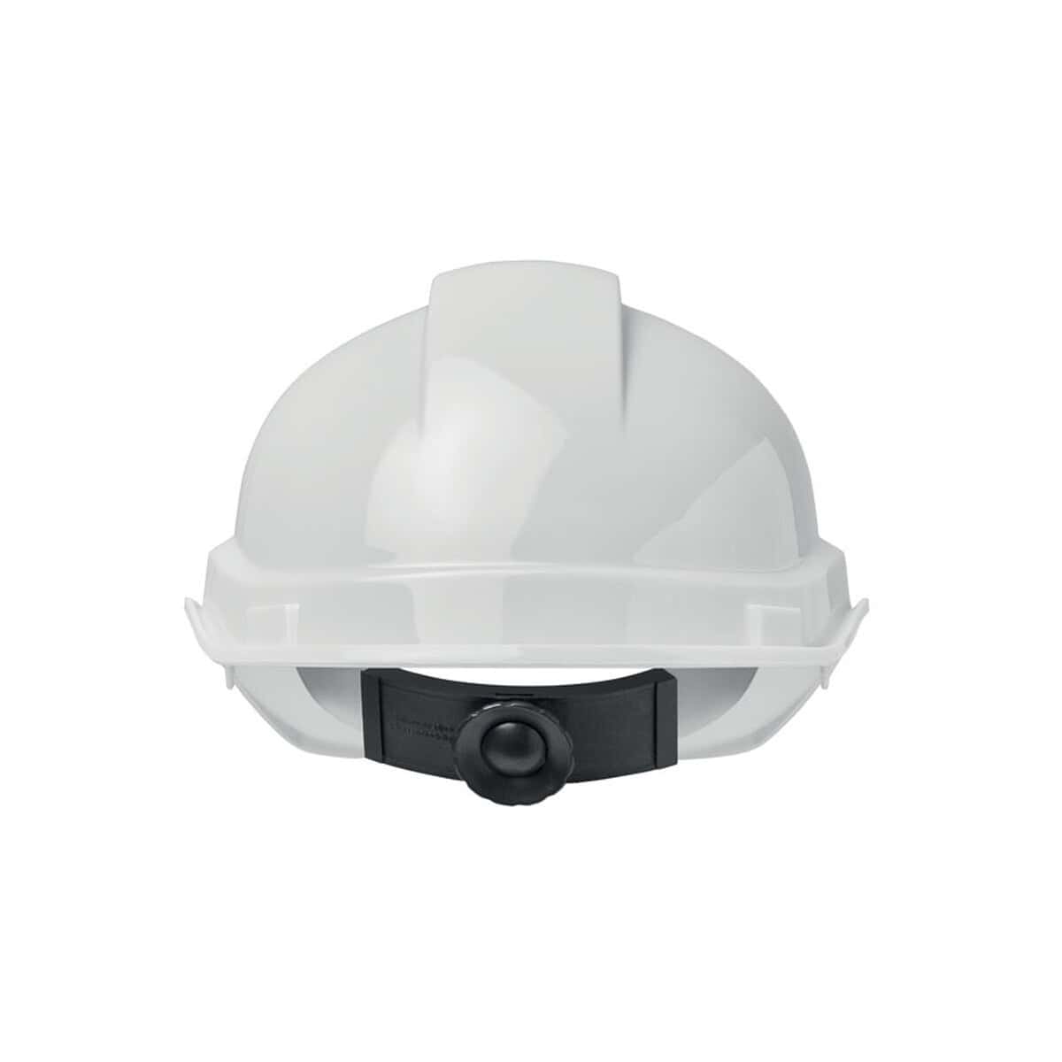 Narzędzia dla bezpieczeństwa z logo – kask ochronny z abs helm mo2456-06-picture5 Biała kask ochronny z opaską montażową, odblaskowym klipsem i regulacją rozmiaru.