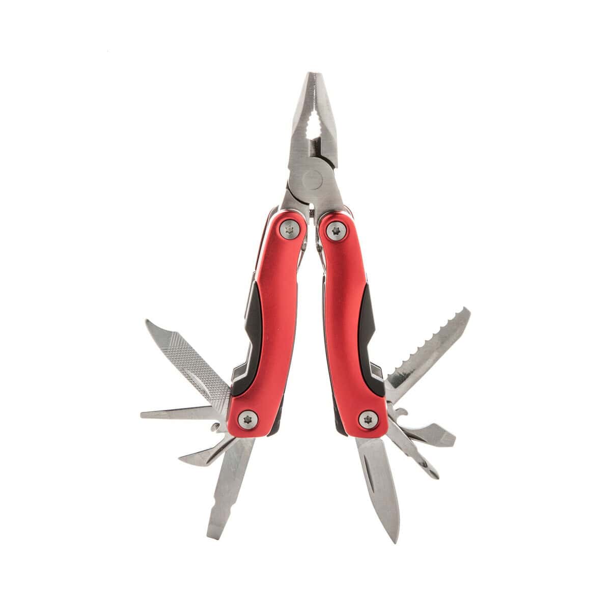 Narzędzia wielofunkcyjne z logo – dozen wielofunkcyjne narzędzie AP791020-05__A 1. Wielofunkcyjny multitool nożowy z czerwonymi rączkami, narzędzie uniwersalne.