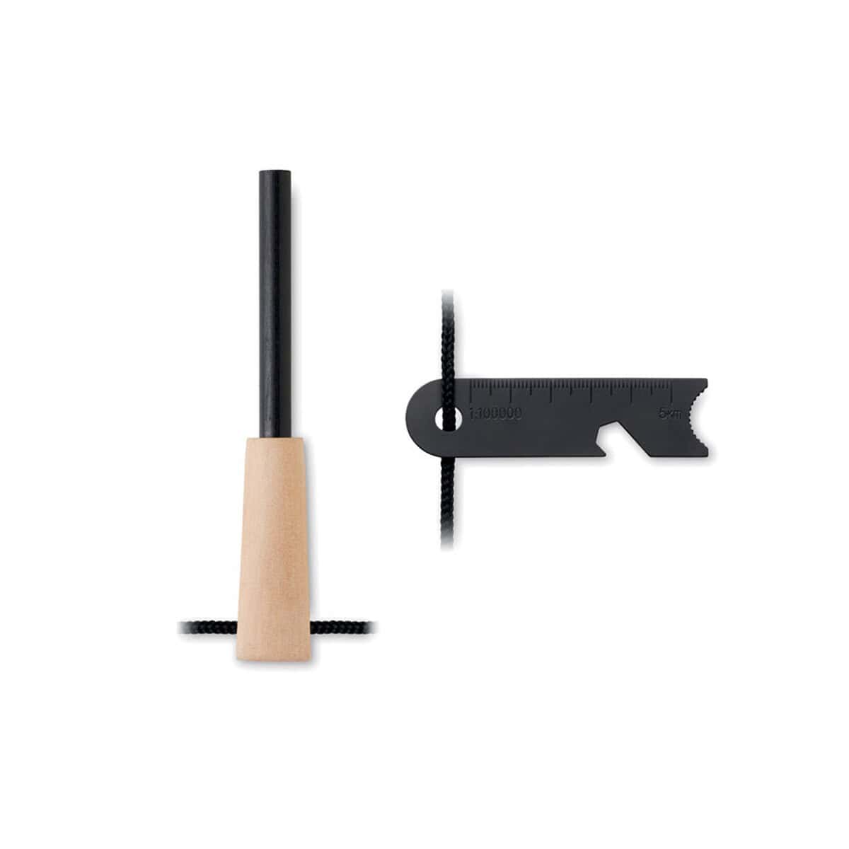 Narzędzia wielofunkcyjne z logo – krzesiwo z rączką z drewna sosn fuegor mo2417-40-top Czarna śrubokręt i wycinarka do drutu, narzędzia biurowe, gadżety biurowe, akcesoria biurowe, prezent na biurko.