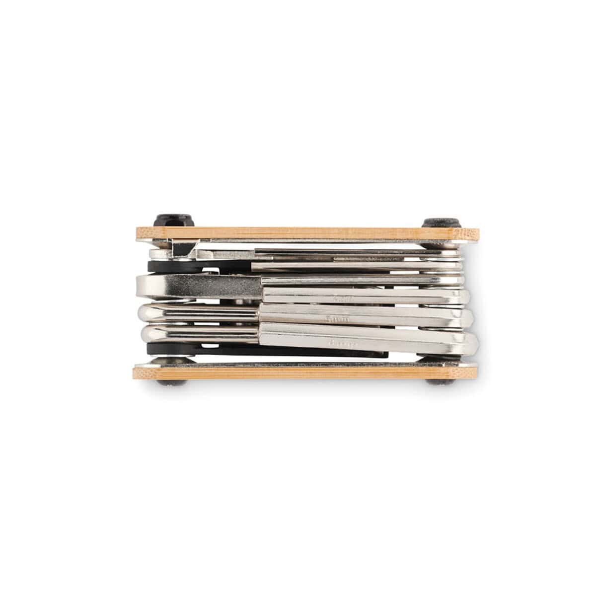 Narzędzia wielofunkcyjne z logo – narzędzie wielof. w bambusie mano mo2139-40-side Metalowe multitool w eleganckim etui na gadżety, praktyczny i funkcjonalny przyrząd.