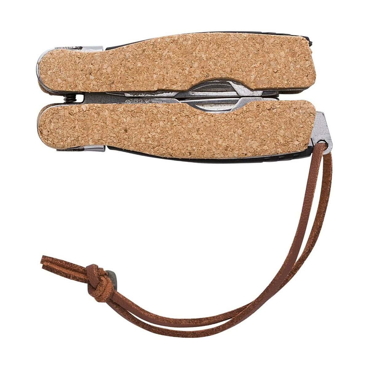 Narzędzia wielofunkcyjne z logo – narzędzie wielofunkcyjne, 9 funkcji V1510-16_AAB01 Uniwersalny multitool z korkiem, nożami i śrubokrętami, idealny gadżet na wycieczki i survival.