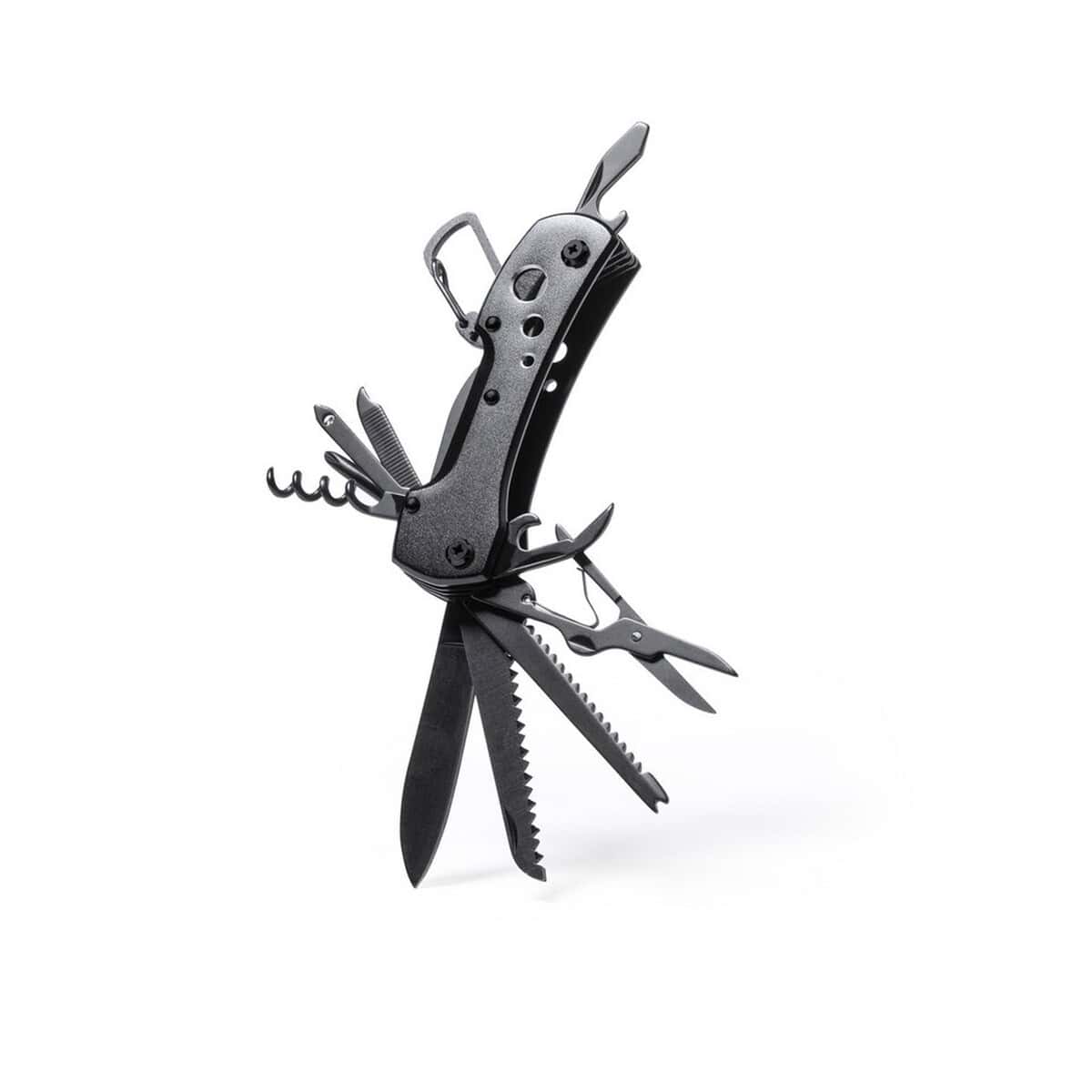 Narzędzia wielofunkcyjne z logo – narzędzie wielofunkcyjne, scyzoryk, 13 funkcji, karabińczyk V1027-03_AAA01 Multifunkcyjny multitool w prezencie na gadżet reklamowy, zestaw narzędzi wielofunkcyjnych.