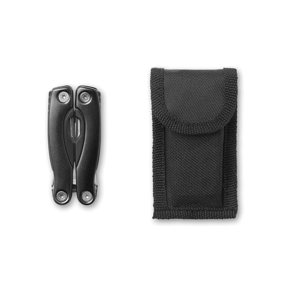 Otwieracz do butelek wielofunkcyjny, stalowy, poręczny, z etui do przechowywania.