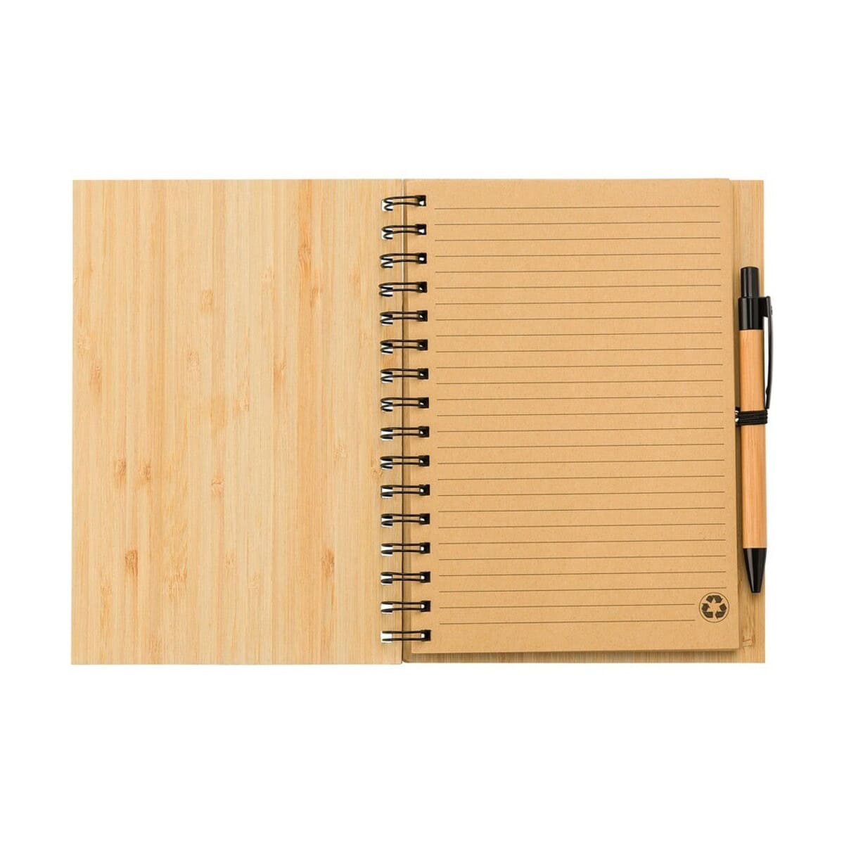 Notatniki z logo – bambusowy notatnik a5 z długopisem V0200-17_INS03 Notes ekologiczne z długopisem, zielone gadżety promocyjne, ekologiczne gadżety biurowe, eco-friendly promocyjne gadżety biurowe.