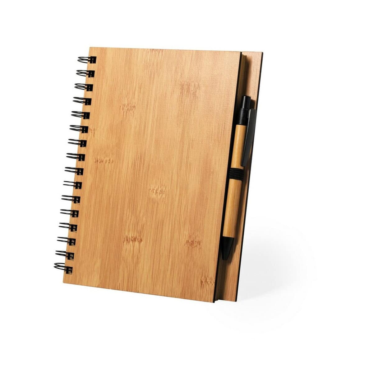 Notatniki z logo – bambusowy notatnik ok. a5 z długopisem V0206-16_AAA01 Notatnik z lakierowaną okładką i długopisem - idealny gadżet promocyjny i prezent biurowy.