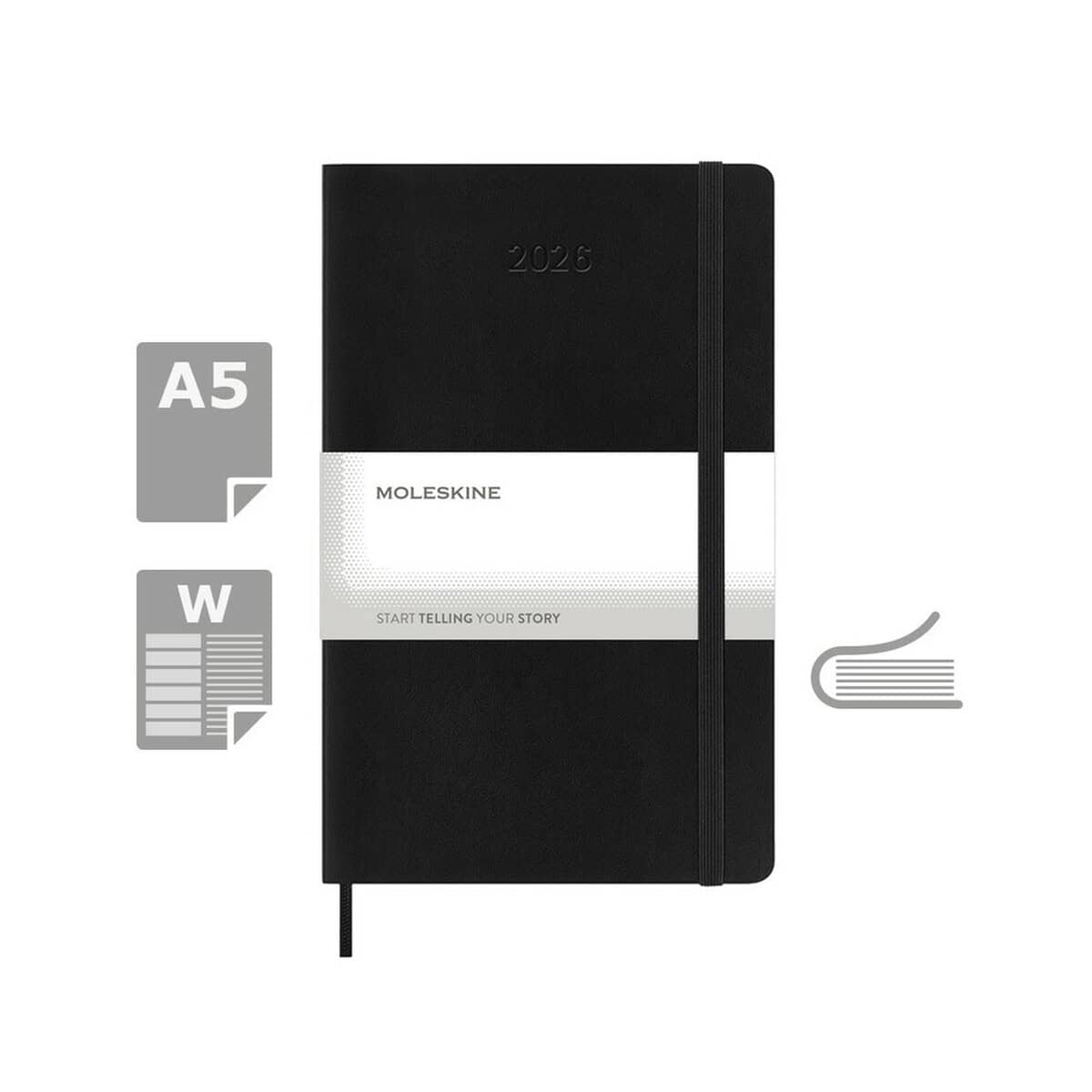 Notatnik Moleskine czarny 2023, idealny do tworzenia notatek i planowania dnia.