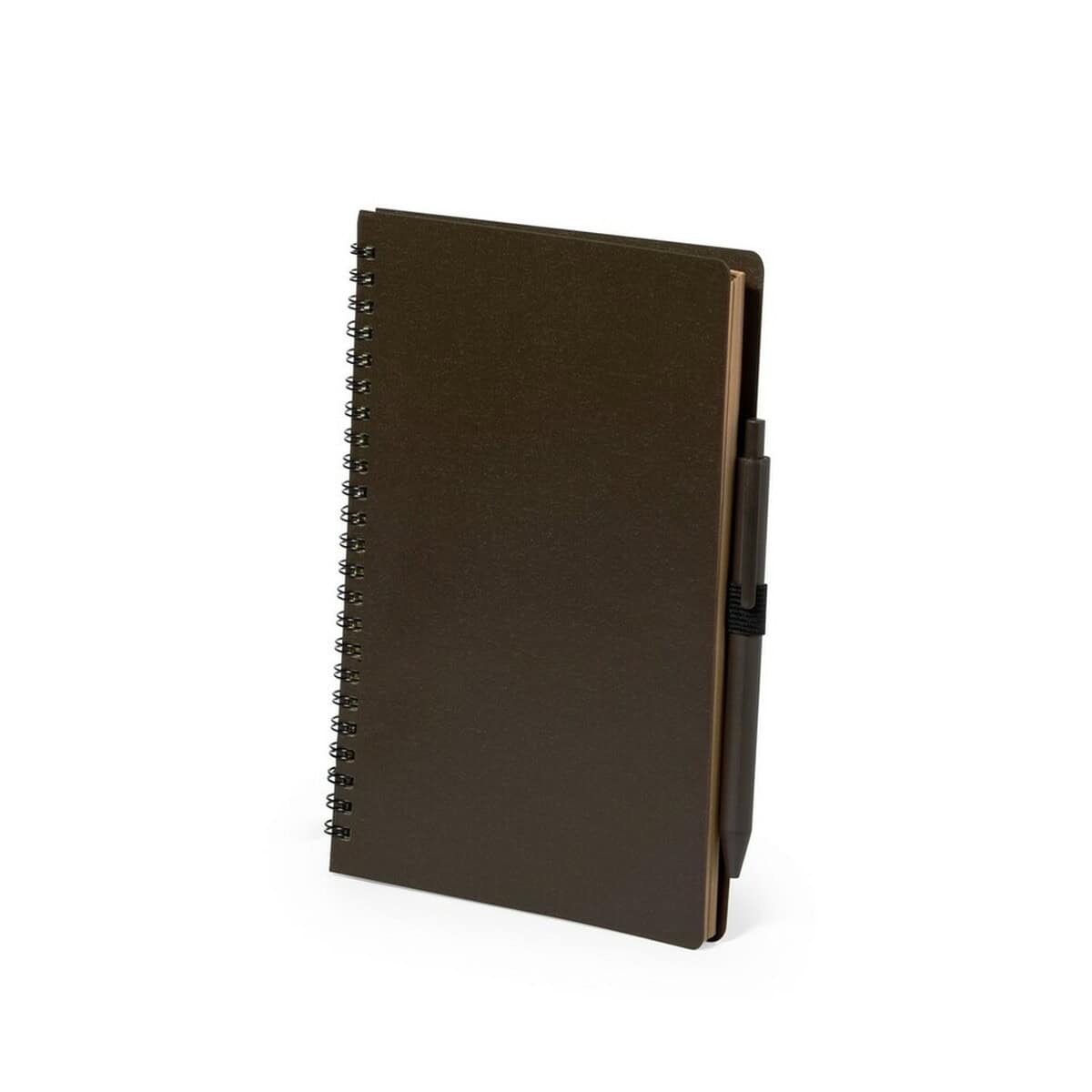 Notatniki z logo – notatnik a5 z łusek kawowych z długopisem V1307-16_AAA01 Notesz z okładką korkową i długopisem, idealny gadżet promocyjny lub biurowy, personalizowany notatnik na prezent lub do firmy.