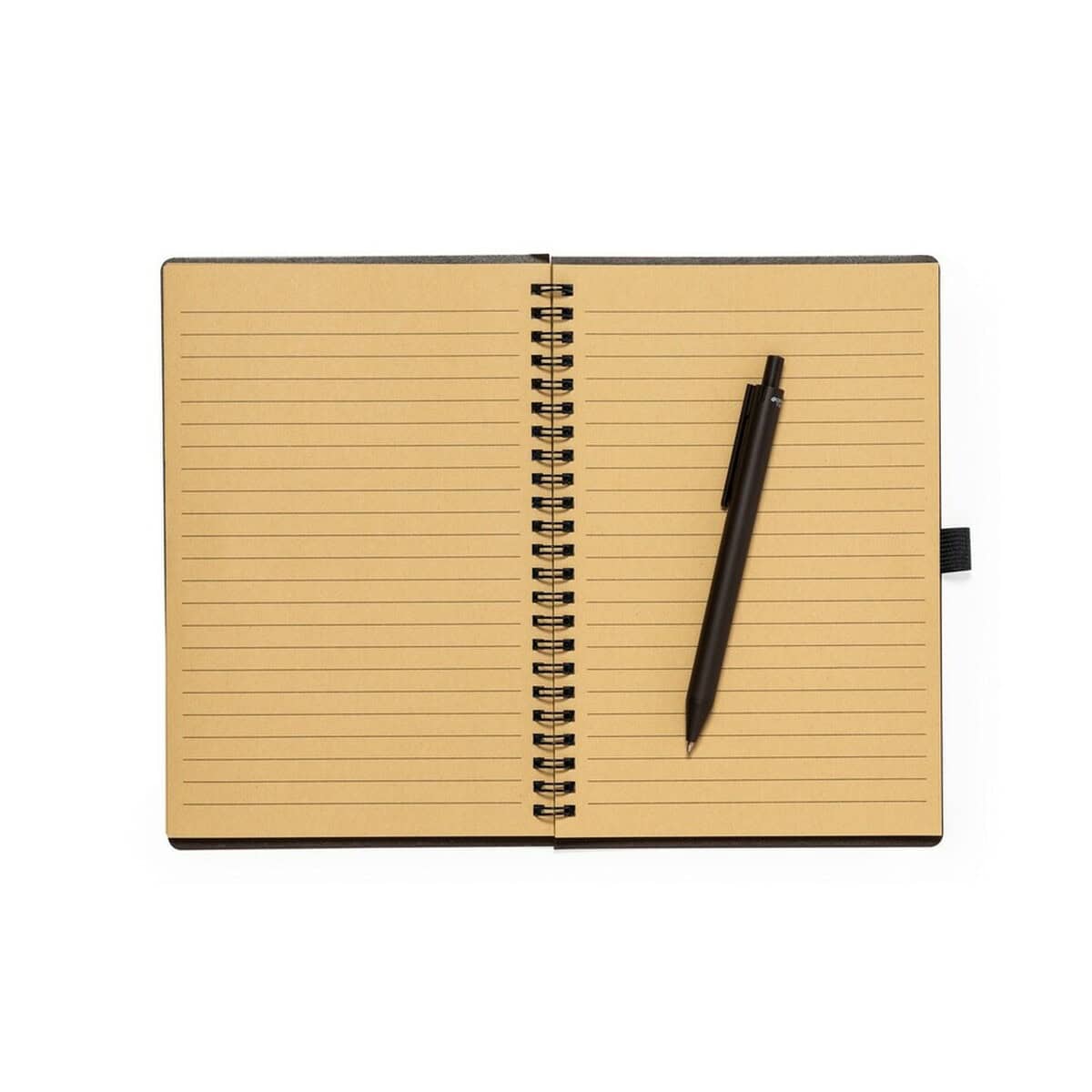 Notatniki z logo – notatnik a5 z łusek kawowych z długopisem V1307-16_AAA03 Notatnik z linijkami i czarnym długopisem, gadżet biurowy idealny na prezent, personalizowany notatnik firmowy.
