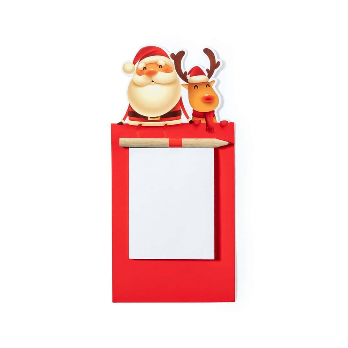 Notatniki z logo – notatnik z magnesem na lodówkę, ołówek V0273-05_AAB01 Kolorowe gadżety świąteczne z Mikołajem i reniferem na notatniku. Idealne na prezent i dekorację świąteczną.