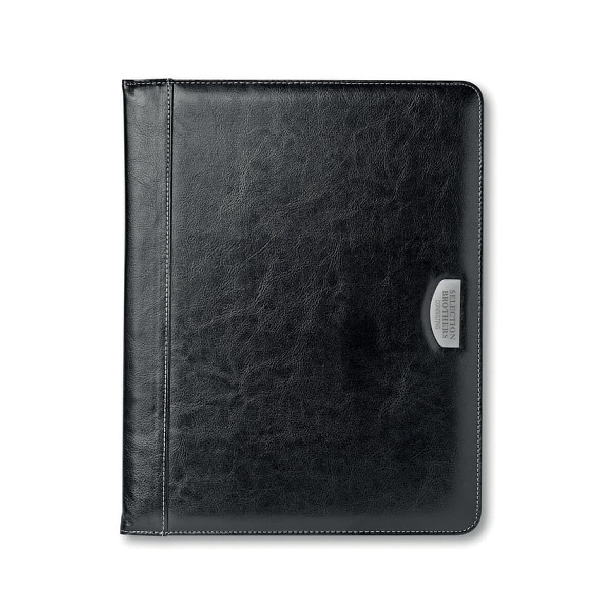 Notatniki z logo – notes a4, 20 kartek buswe big it3750-03-print Tekst-alt: Skórzany organizer na dokumenty w czarnym kolorze, elegancki gadżet biurowy.