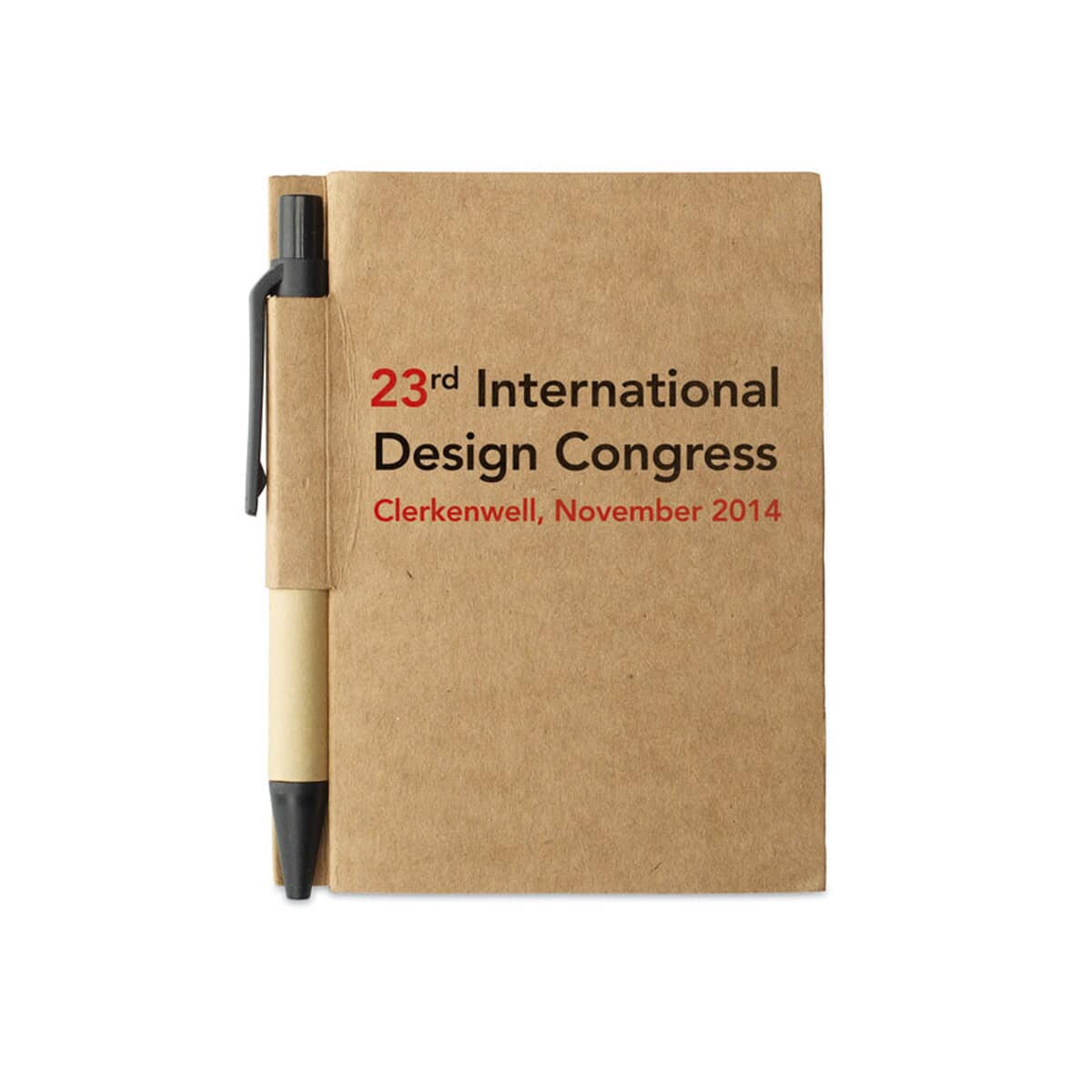 Notatniki z logo – notes z recyklingu cartopad mo7626-03-print Notatnik z długopisem, personalizowane gadżety na konferencje i wydarzenia.