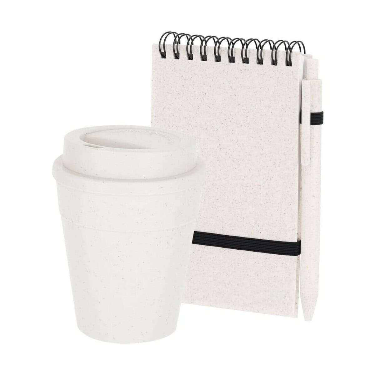 Notatniki z logo – zestaw biurowy, notes, kubek, długopis ze słomy pszenicznej VA647-00_AAA01 Notes: There is only one image.