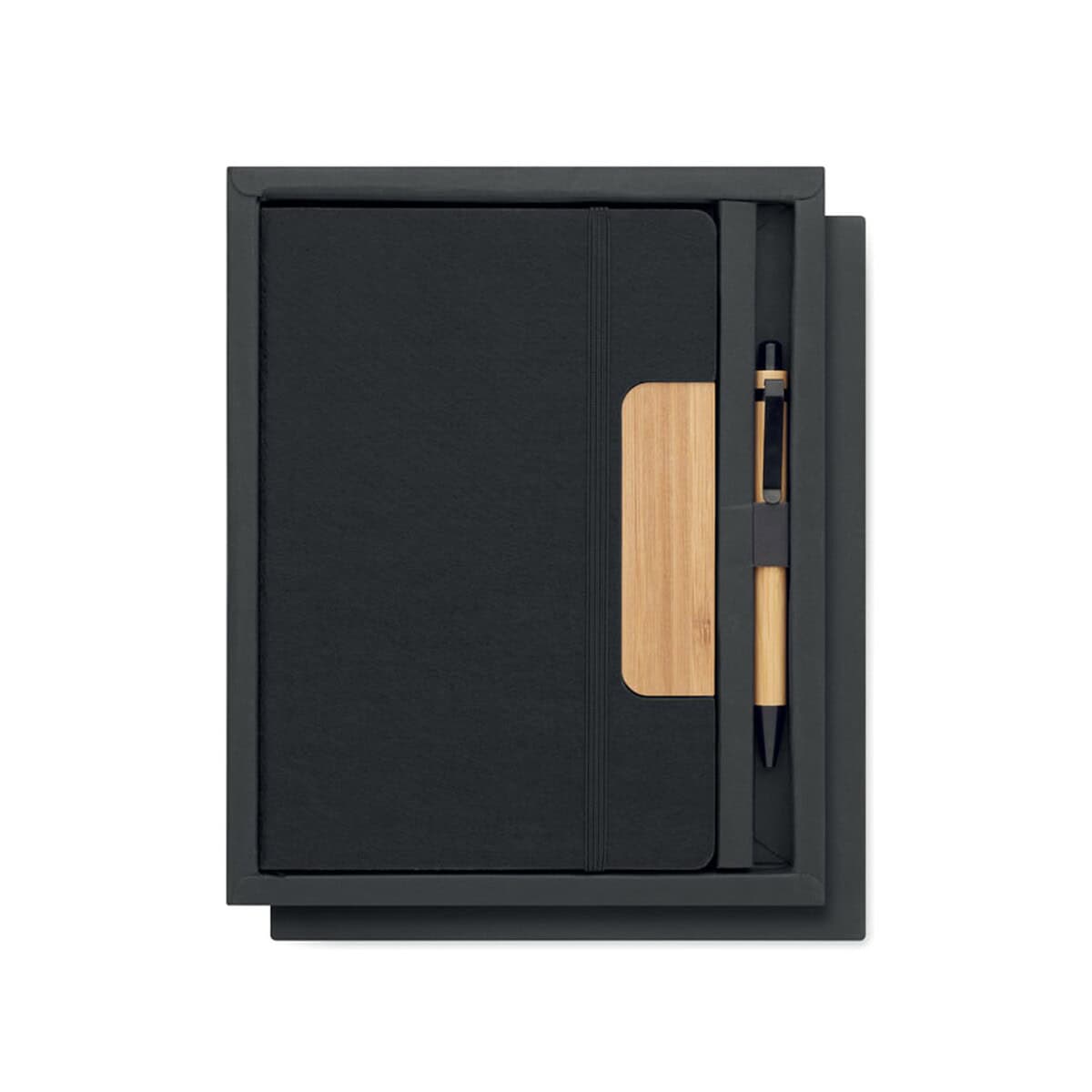 Notatniki z logo – zestaw notatników a5 rpet notemix mo2390-03-back Personalizowany zestaw biurowy z notesem, długopisem i pendrivem w eleganckim opakowaniu.