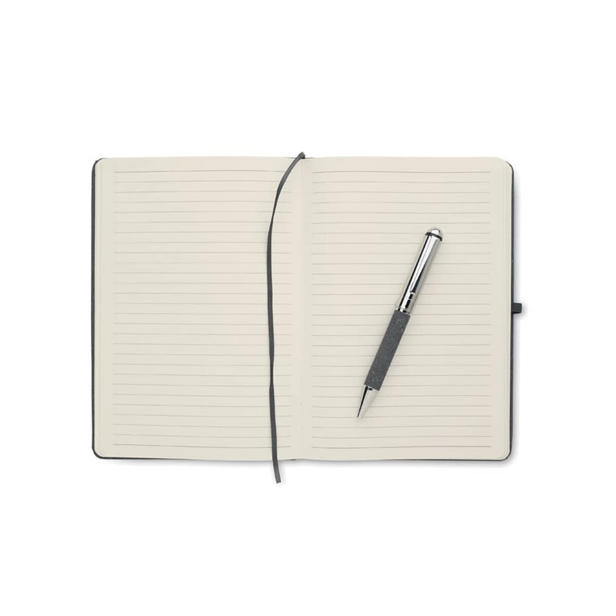 Notatniki z logo – zestaw skórzanych notatników eleganote mo2195-03-open Notatnik z długopisem, elegancki gadżet firmowy na prezent, personalizacja i nadruk.