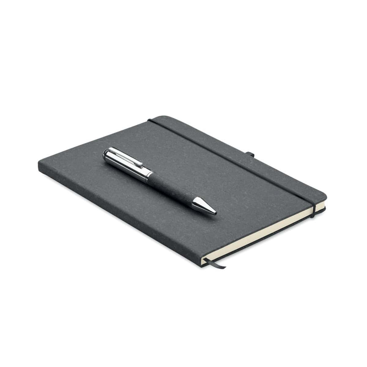 Notatniki z logo – zestaw skórzanych notatników eleganote mo2195-03 Notatnik z długopisem i gumką - elegancki gadżet biurowy na prezent i do codziennego użytku.