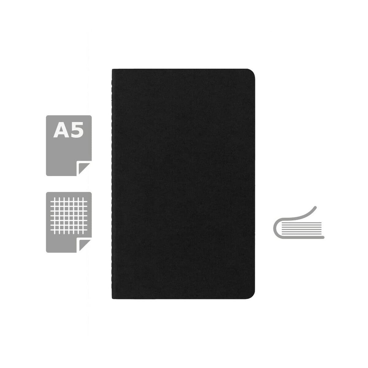 Notatniki z logo – zeszyt moleskine cahier journal ok. a5 VM031-03_AAA00 A5 notesbook black with textured cover, ideal for-organizational or promotional use.