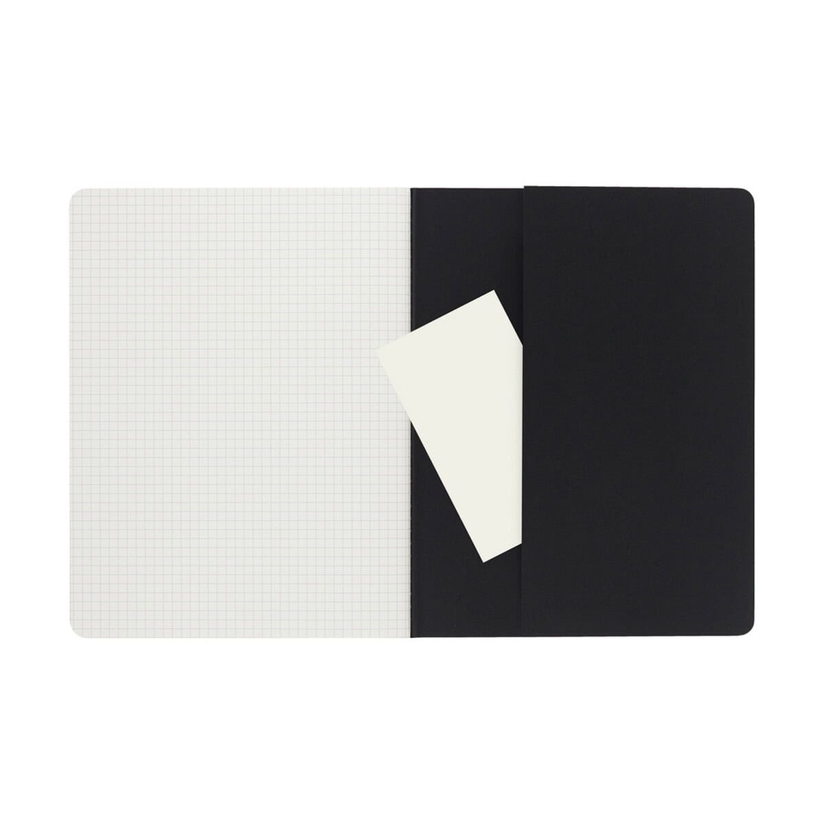 Notatniki z logo – zeszyt moleskine cahier journal ok. b5 VM042-03_INS02 Notesy i zakładki w notesie, biznesowe gadżety promocyjne, elegancki notes z czarną okładką i wymiennymi karteczkami, idealne na prezent.