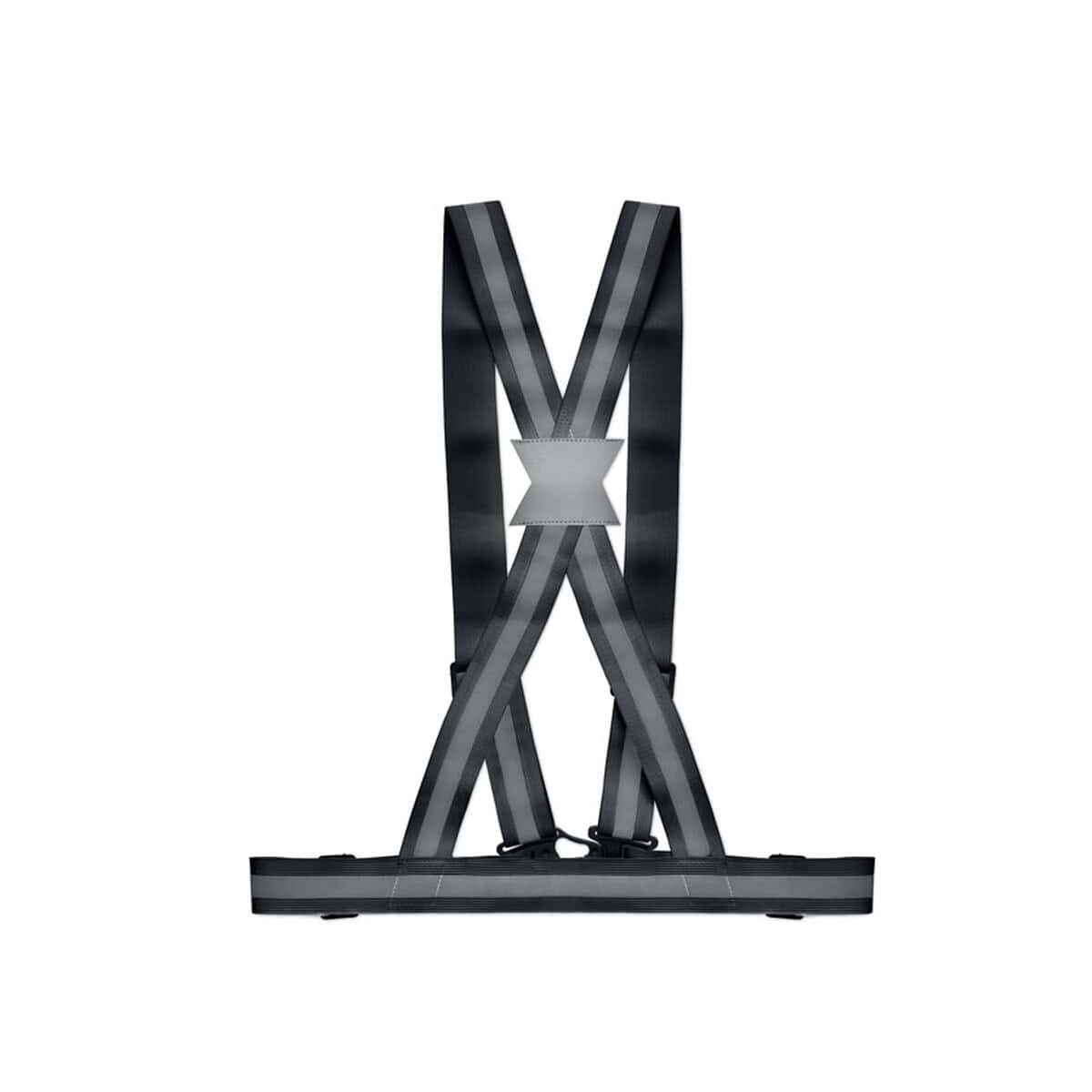 Odblaski z logo – pasek poprawiający widoczność allvisible mo6445-03-side Czarny plecak na ramię z odblaskowymi pasami, produkt reklamowy z gadżetów.