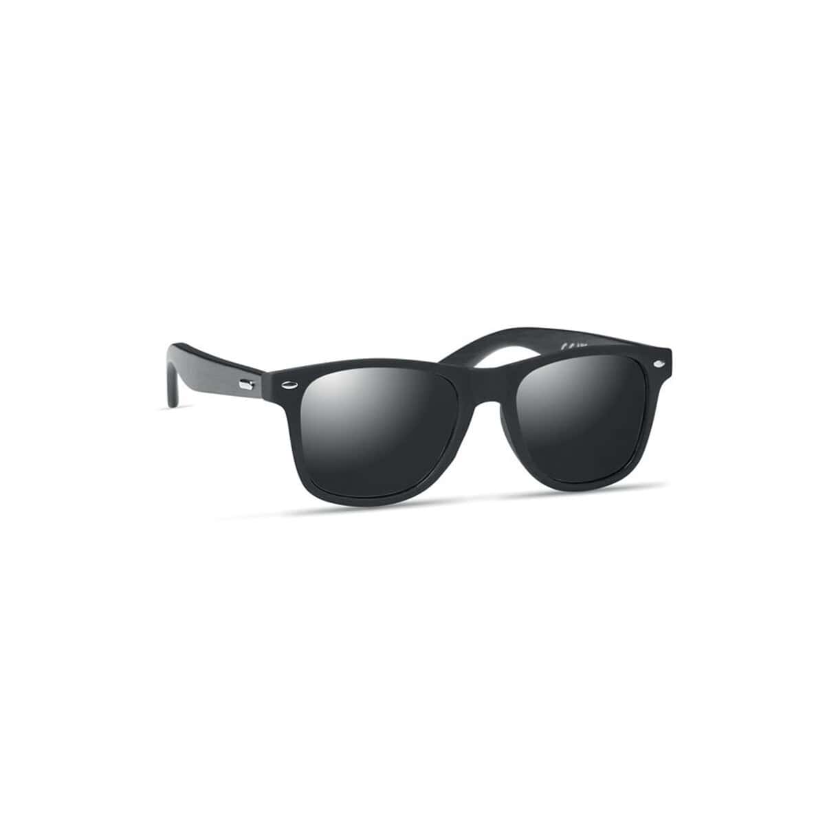 Okulary z logo – okulary przeciwsłon. ,bambus rhodos mo6492-03 Nowe czarne okulary przeciwsłoneczne typu aviator. Stylowe akcesoria na lato.