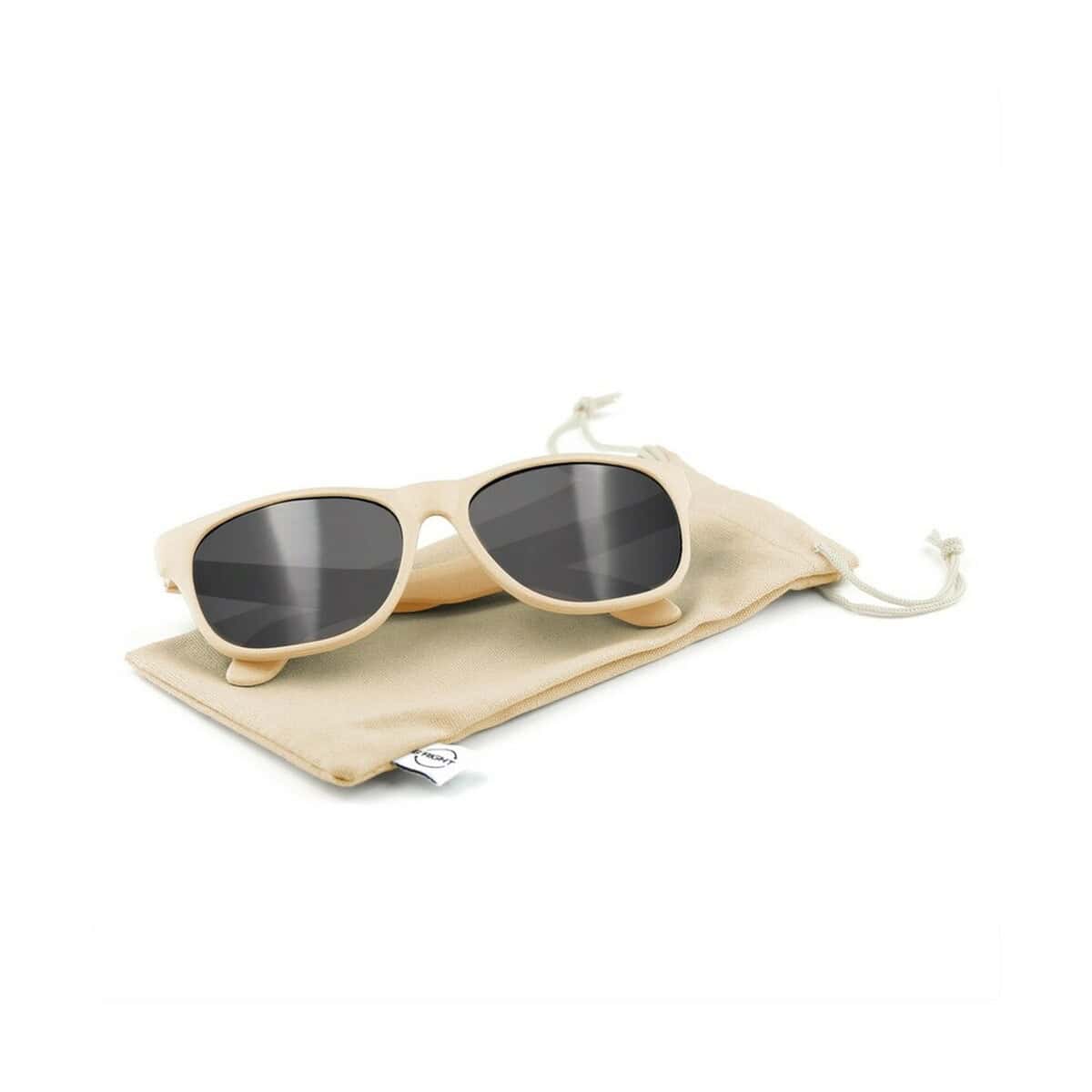 Okulary z logo – okulary przeciwsłoneczne b’right, bawełniane etui w komplecie | adam V7375-00_AAA02 Okulary przeciwsłoneczne drewniane z etui, modny gadżet na lato, personalizowane upominki, gadżety reklamowe.