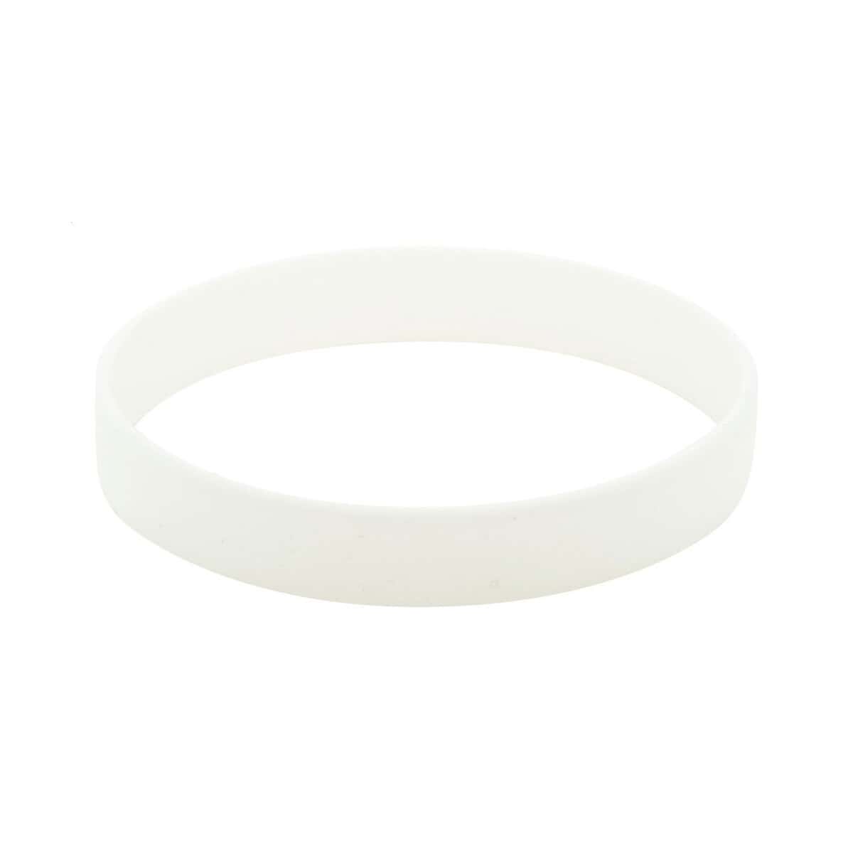Biała bransoletka silikonowa z gładką powierzchnią.
