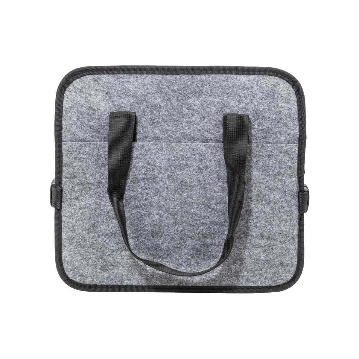 Organizery samochodowe z logo – refelt ride organizer do bagażnika samochodowego rpet AP800124-77__D 1. Torba na laptopa z filcu, szara, do przenoszenia gadżetów, elegancka i funkcjonalna.