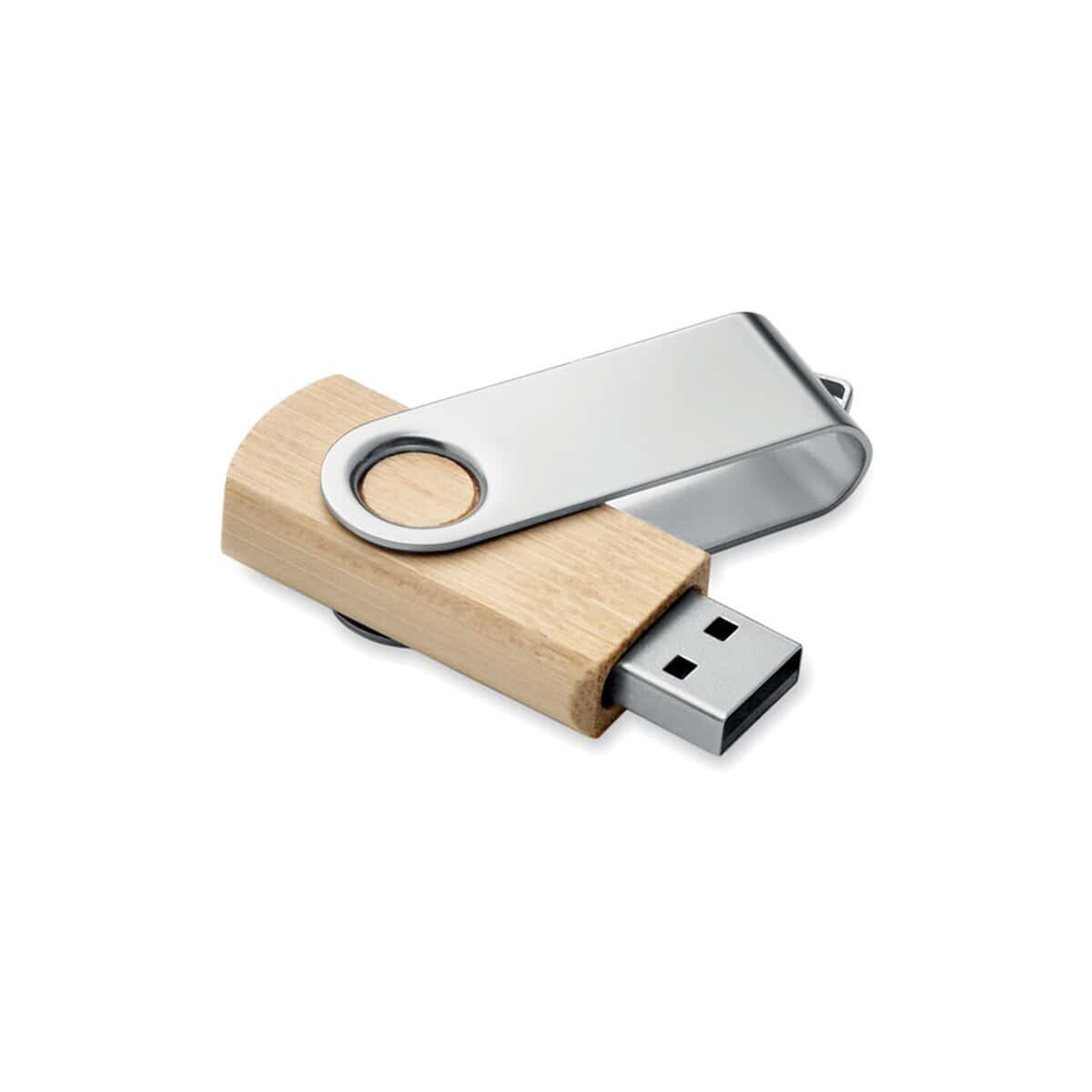 Drewniana pamięć USB z metalową obudową, grawerką, gadżet promocyjny, personalizowany upominek.