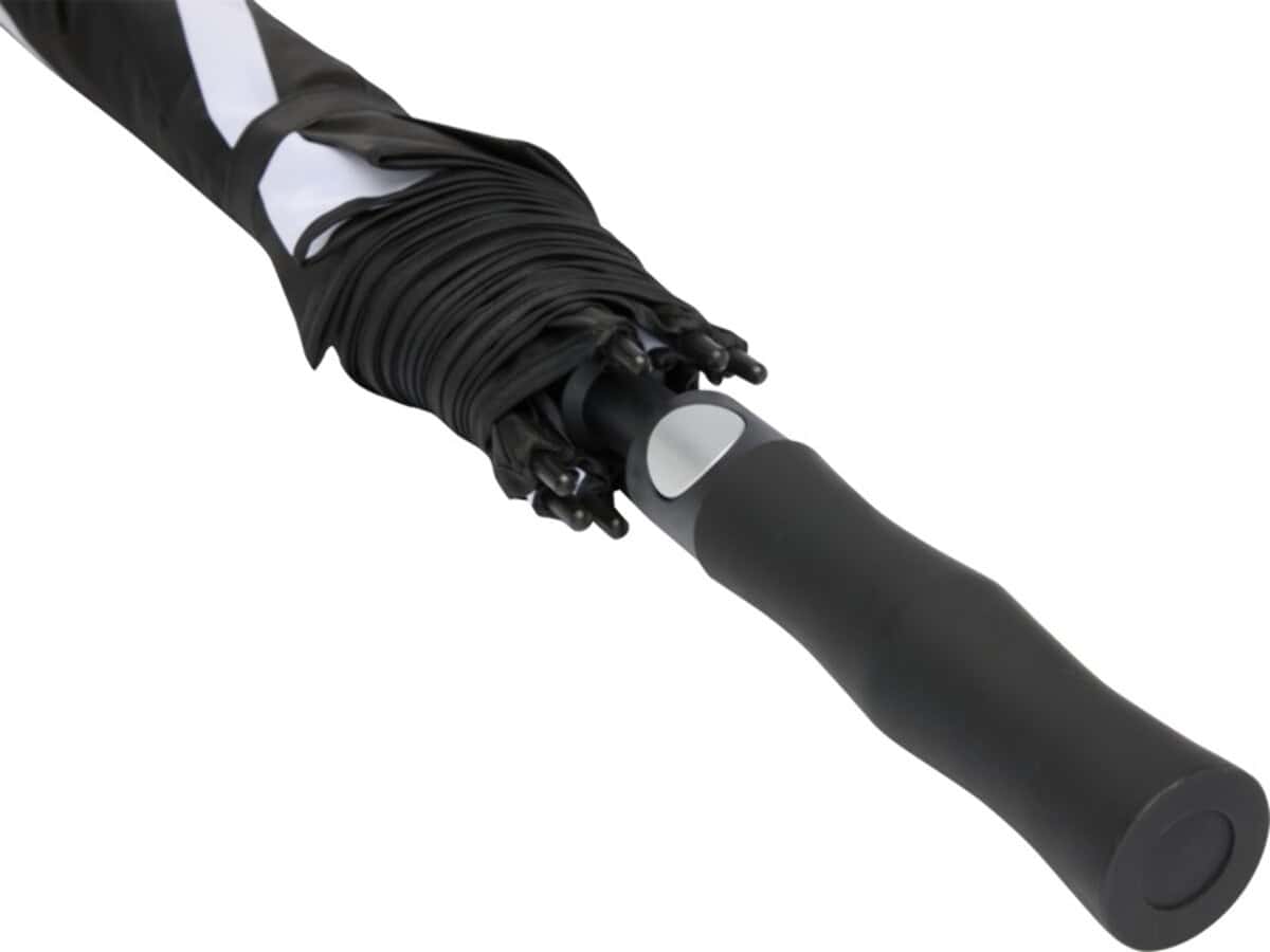 Parasole golfowe z logo – jeff 30-calowy wiatroodporny parasol golfowy 10941901_d3 Czarny składany parasol z automatycznym mechanizmem, elegancki Gadżet na deszczową pogodę.