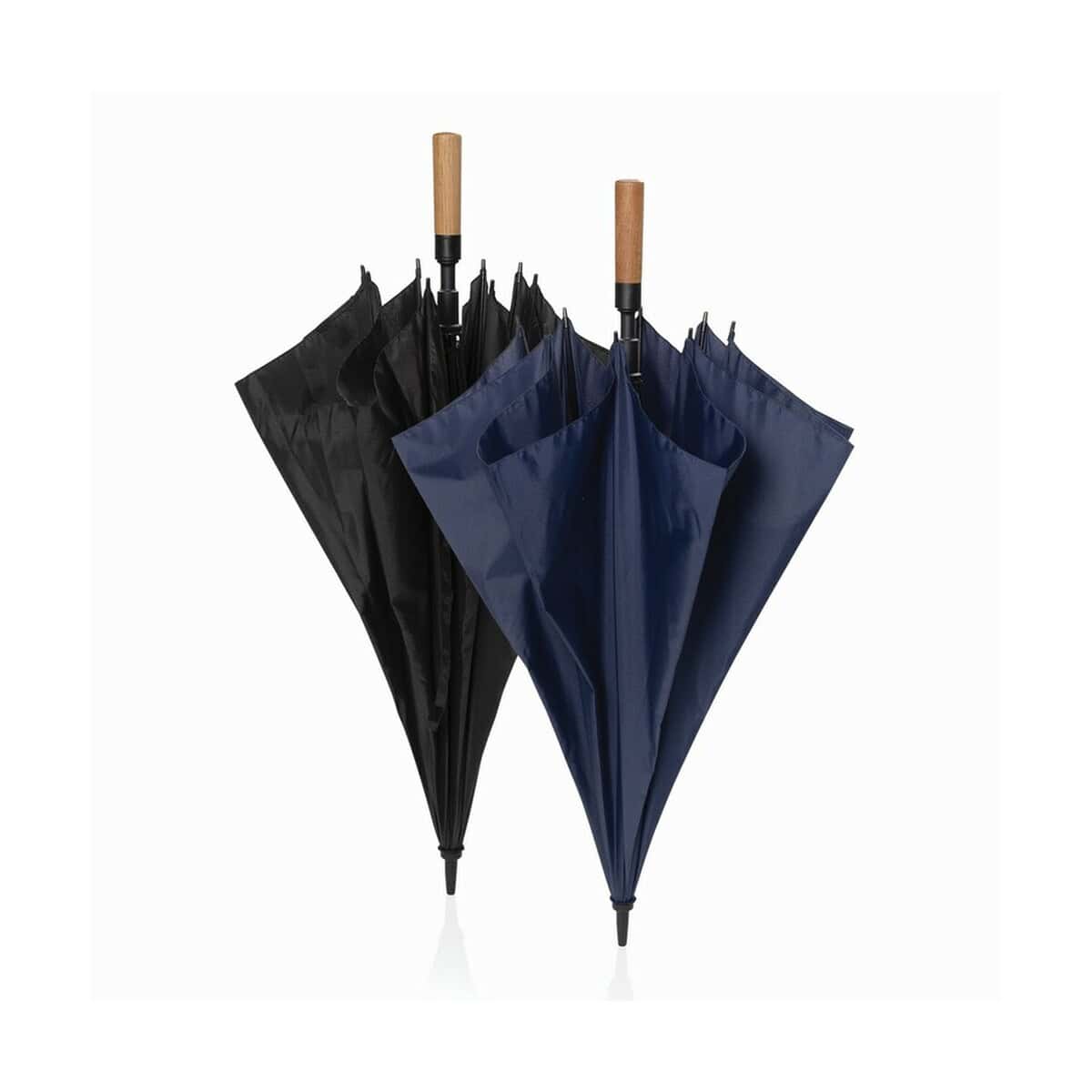 Parasole klasyczne z logo – parasol automatyczny 30″ tony aware™ rpet P850.7201__G_300 Parasole z reklamą, czarny i granatowy, idealne na promocje i gadżety firmowe, wysokiej jakości, składane, z drewnianymi rączkami.