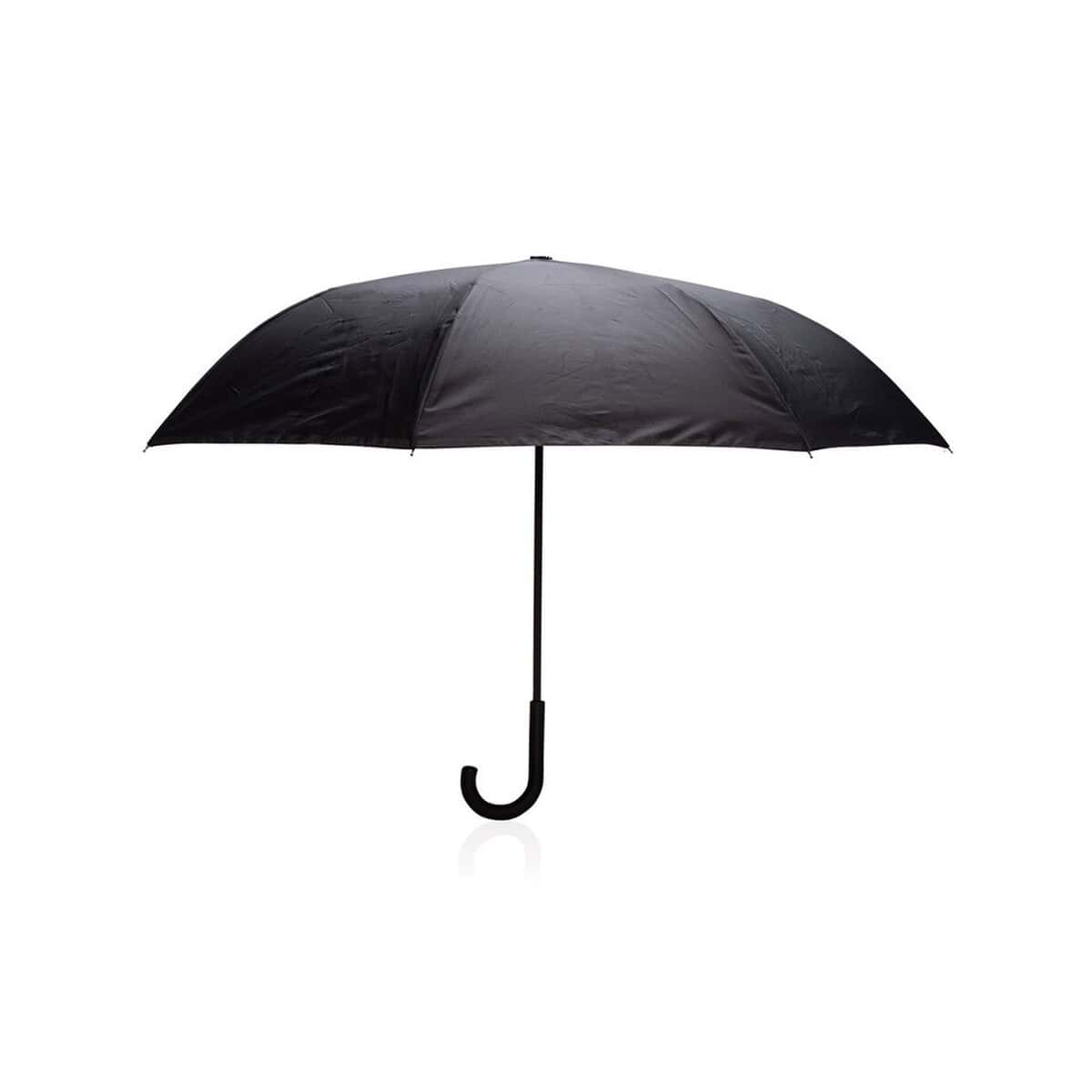 Parasole klasyczne z logo – parasol odwracalny 23″ impact aware™ rpet P850.634__B_2 Czarny parasol z automatycznym składem i długim rączką.