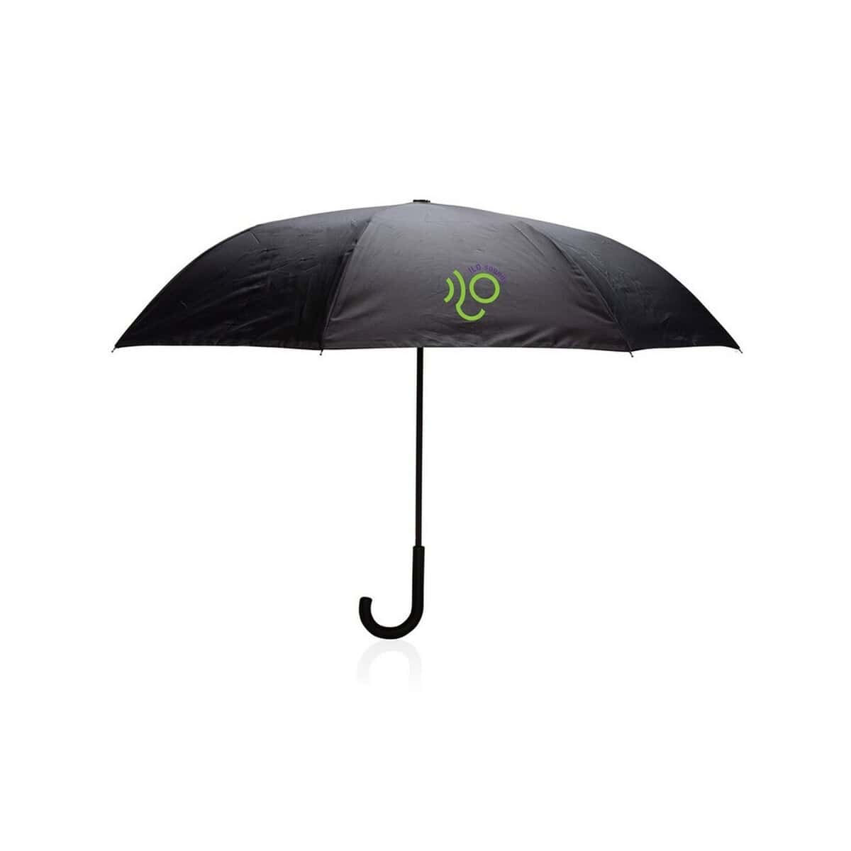 Parasole klasyczne z logo – parasol odwracalny 23″ impact aware™ rpet P850.634__D_100 Czarny parasol reklamowy z nadrukiem logo, produkt promocyjny na gadżety firmowe.