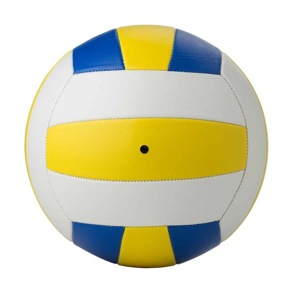 Piłki z logo – piłka do siatkówki V2232-00_IUN01 1. Piłka siatkowa z logo, niebiesko-żółta, idealna na treningi i mecze.